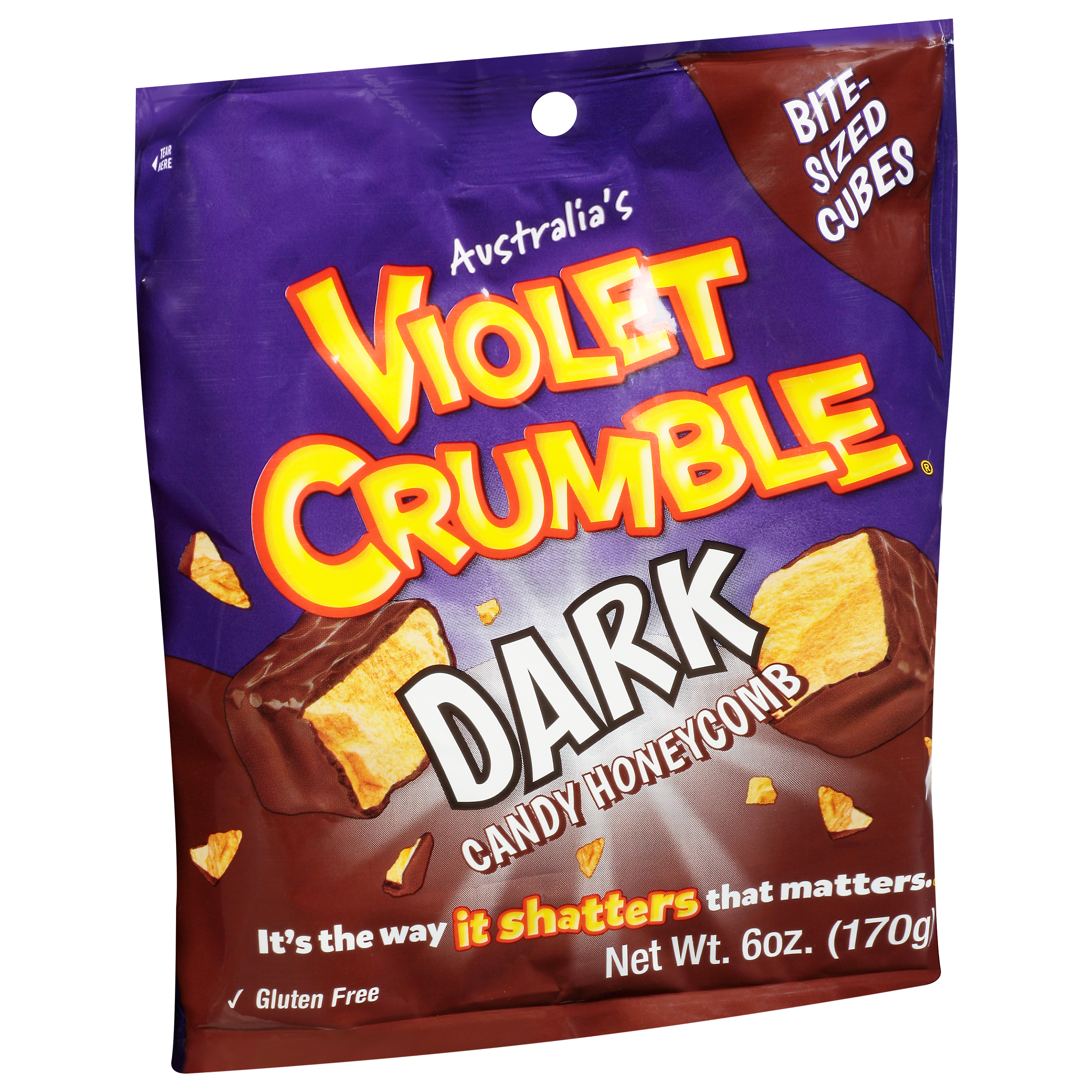 Violet Crumble Bite-Sized Cubes Dark Honeycomb Candy