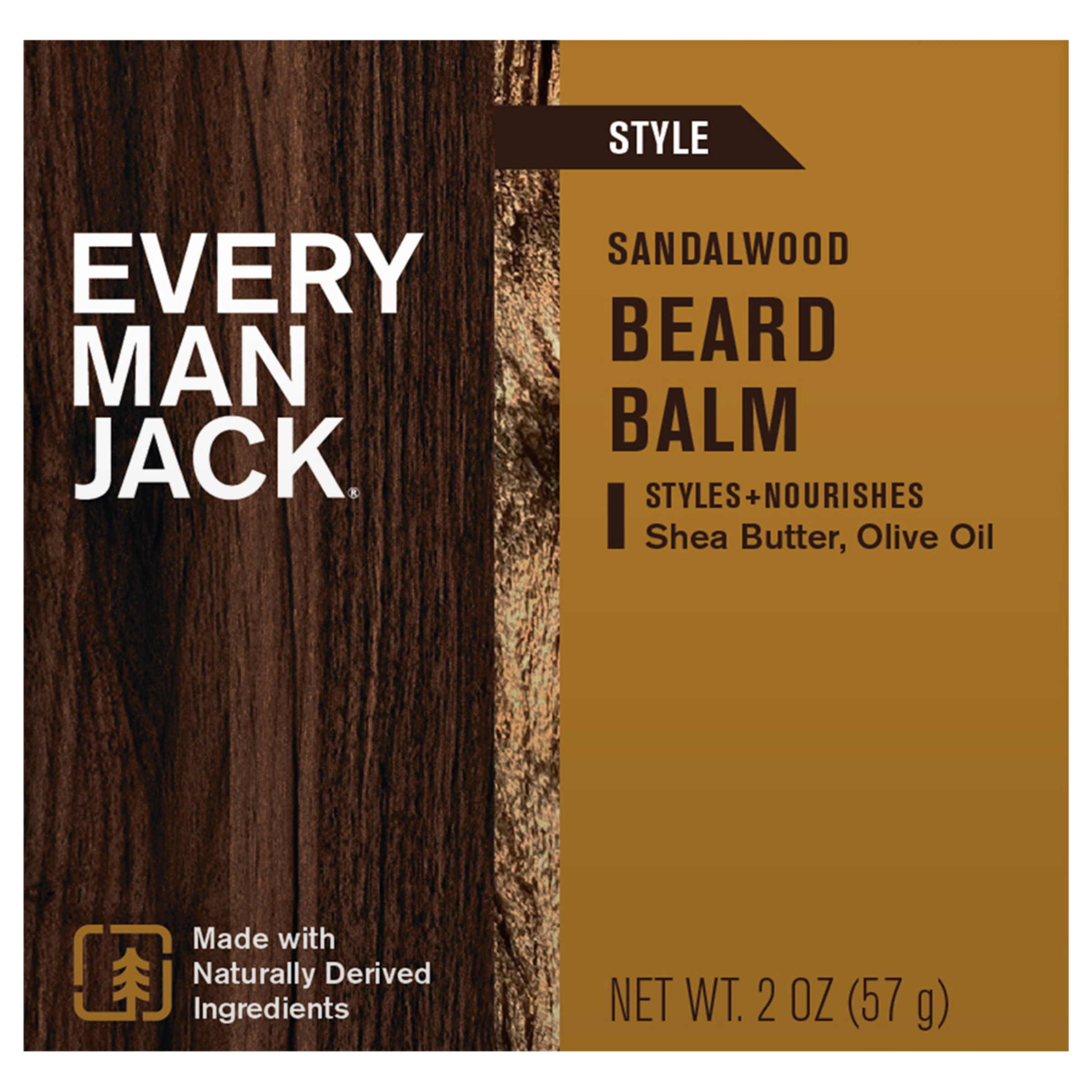 Every Man Jack Sandalwood Grooming Beard Balm for Men, Naturally Derived,