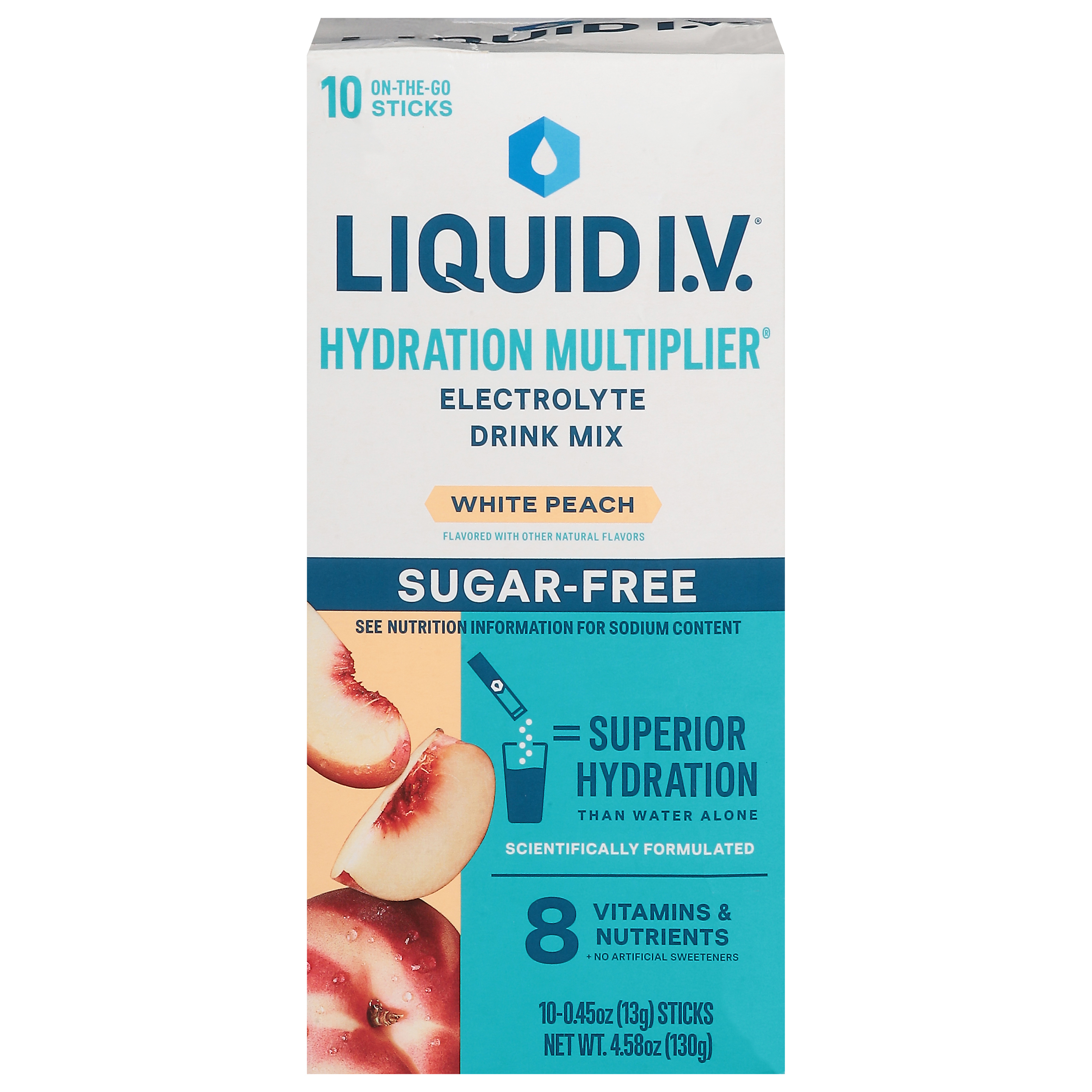 Liquid I.V. Hydration Multiplier Sugar Free White Peach Electrolyte Drink Mix