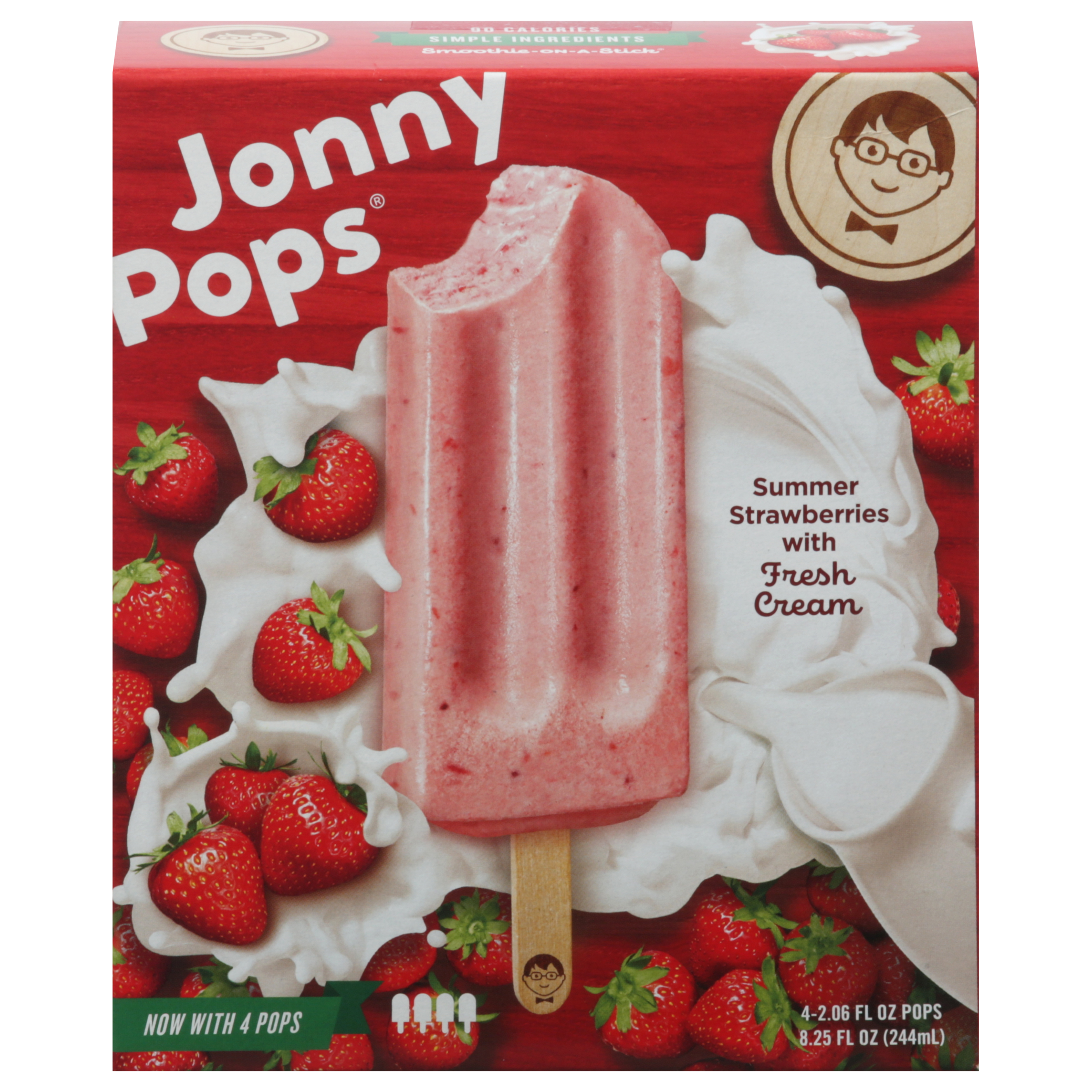JonnyPops Summer Strawberries Pops 4 - 2.06 fl oz Pops