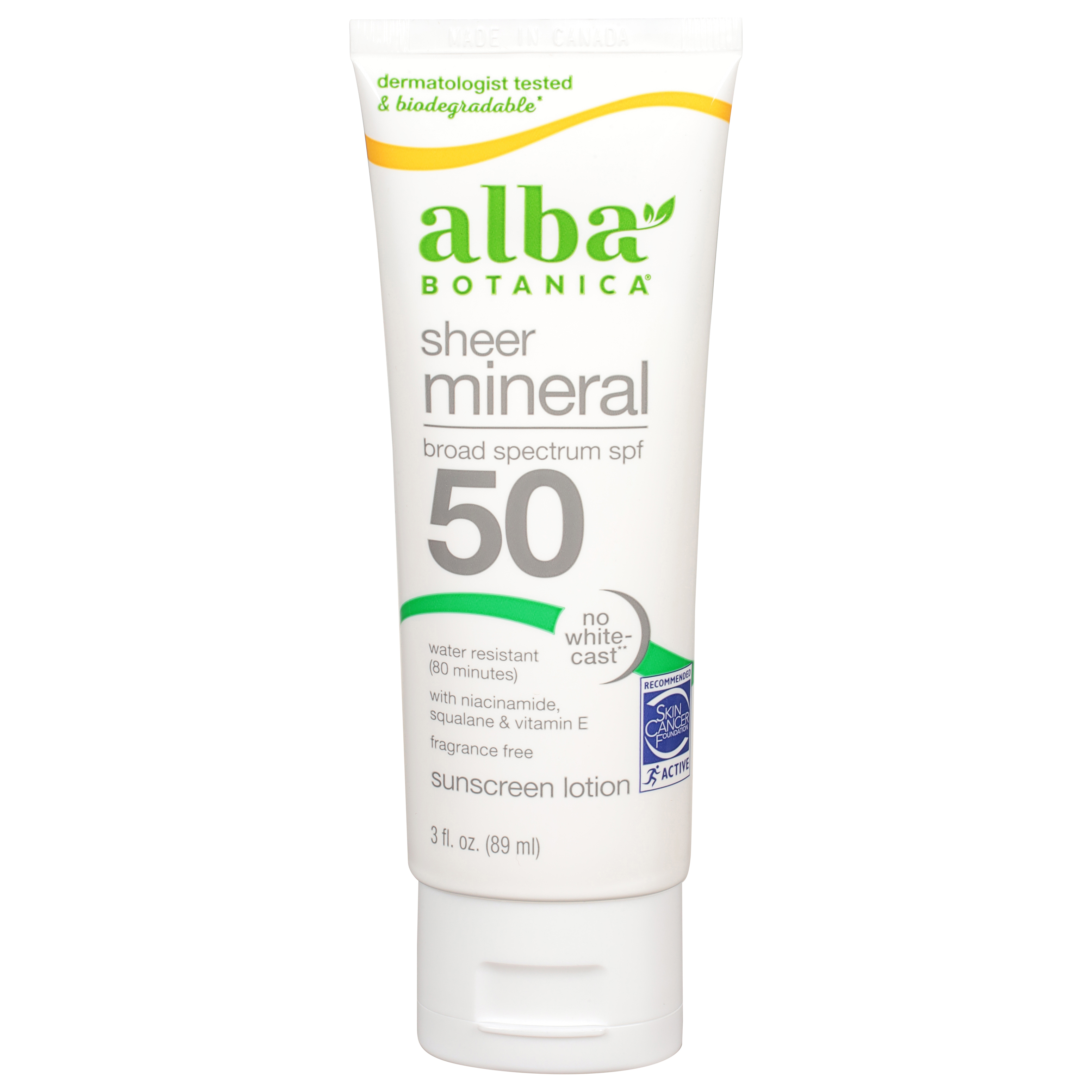 Alba Botanica Broad Spectrum SPF 50 Sheer Mineral Fragrance Free Sunscreen Lotion