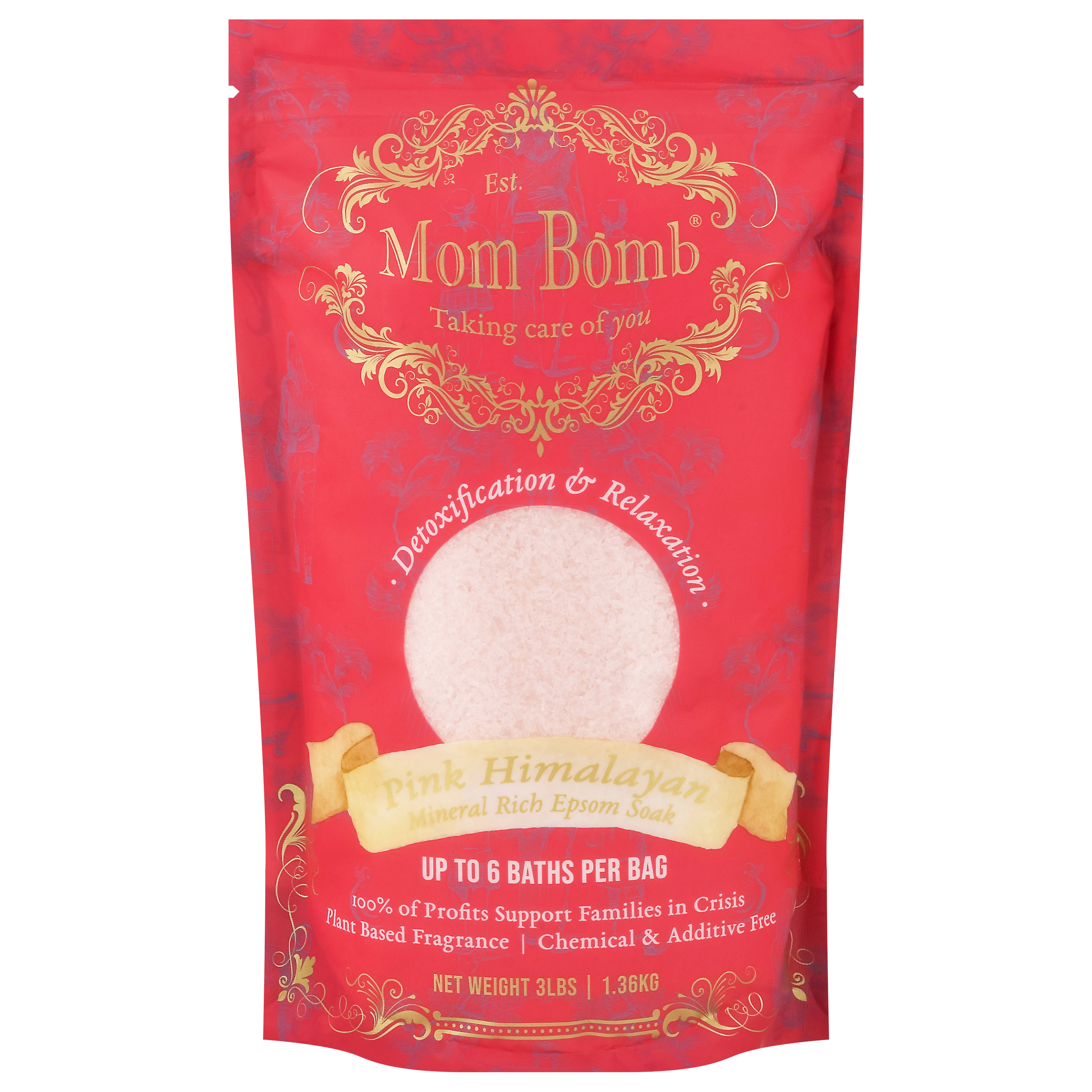 Mom Bomb Detoxification & Relaxation Mineral Rich Pink Himalayan Epsom Salt