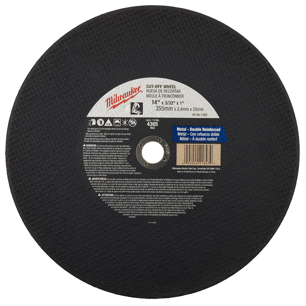 14" x 3/32" x 1" Cut-Off Wheel (Type 1)