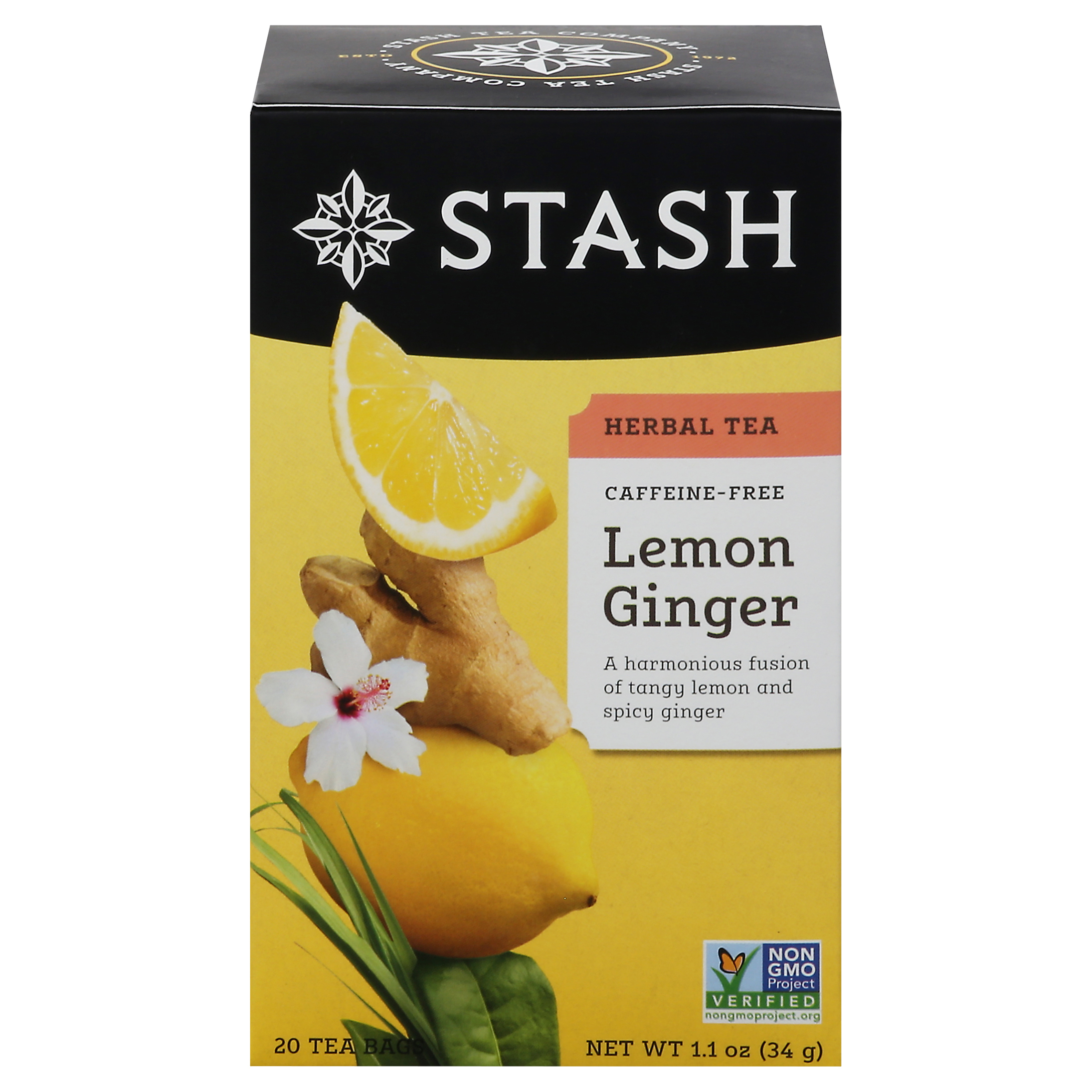 Stash Tea Bags Caffeine-Free Lemon Ginger Herbal Tea
