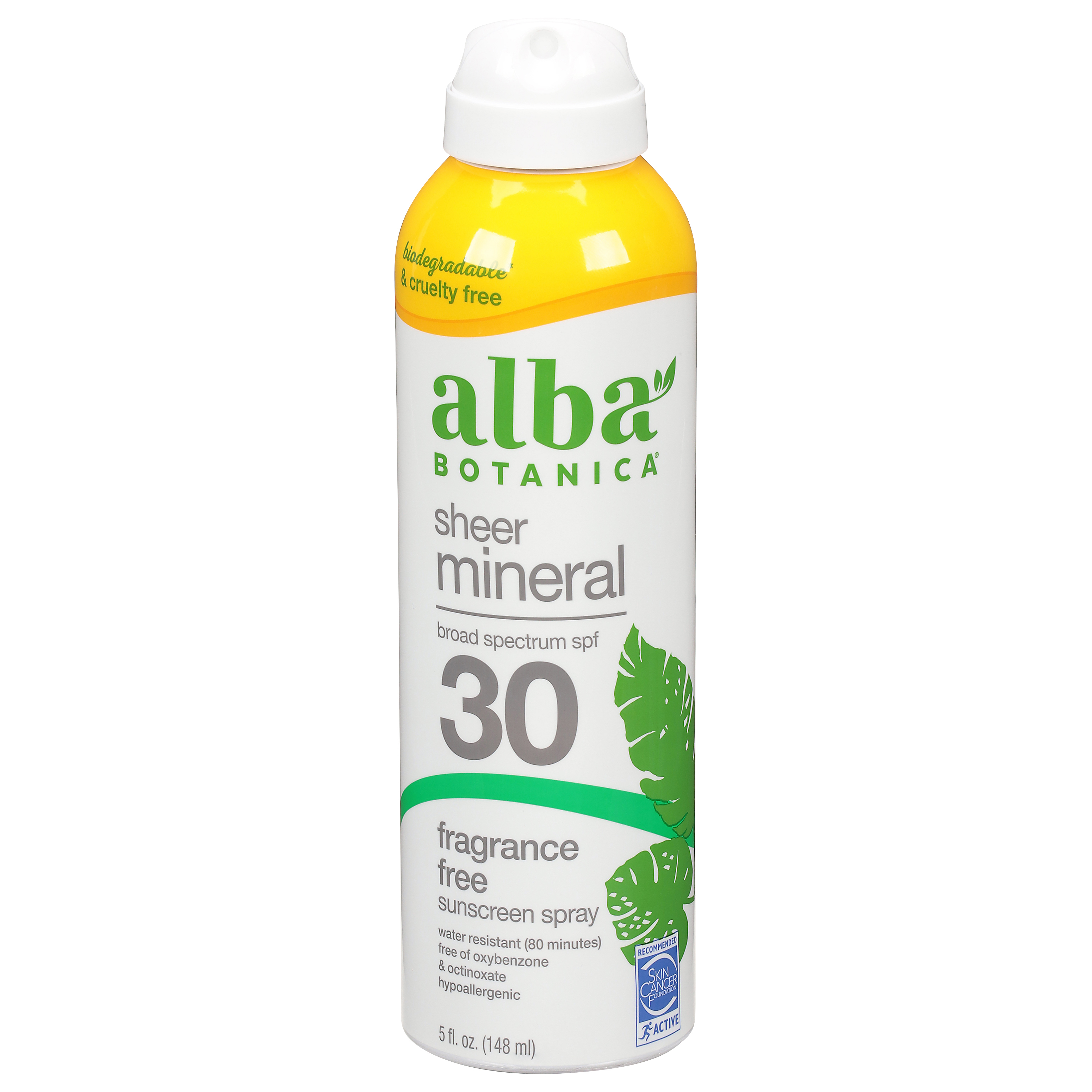 Alba Botanica Broad Spectrum SPF 30 Sheer Mineral Fragrance Free Sunscreen Spray