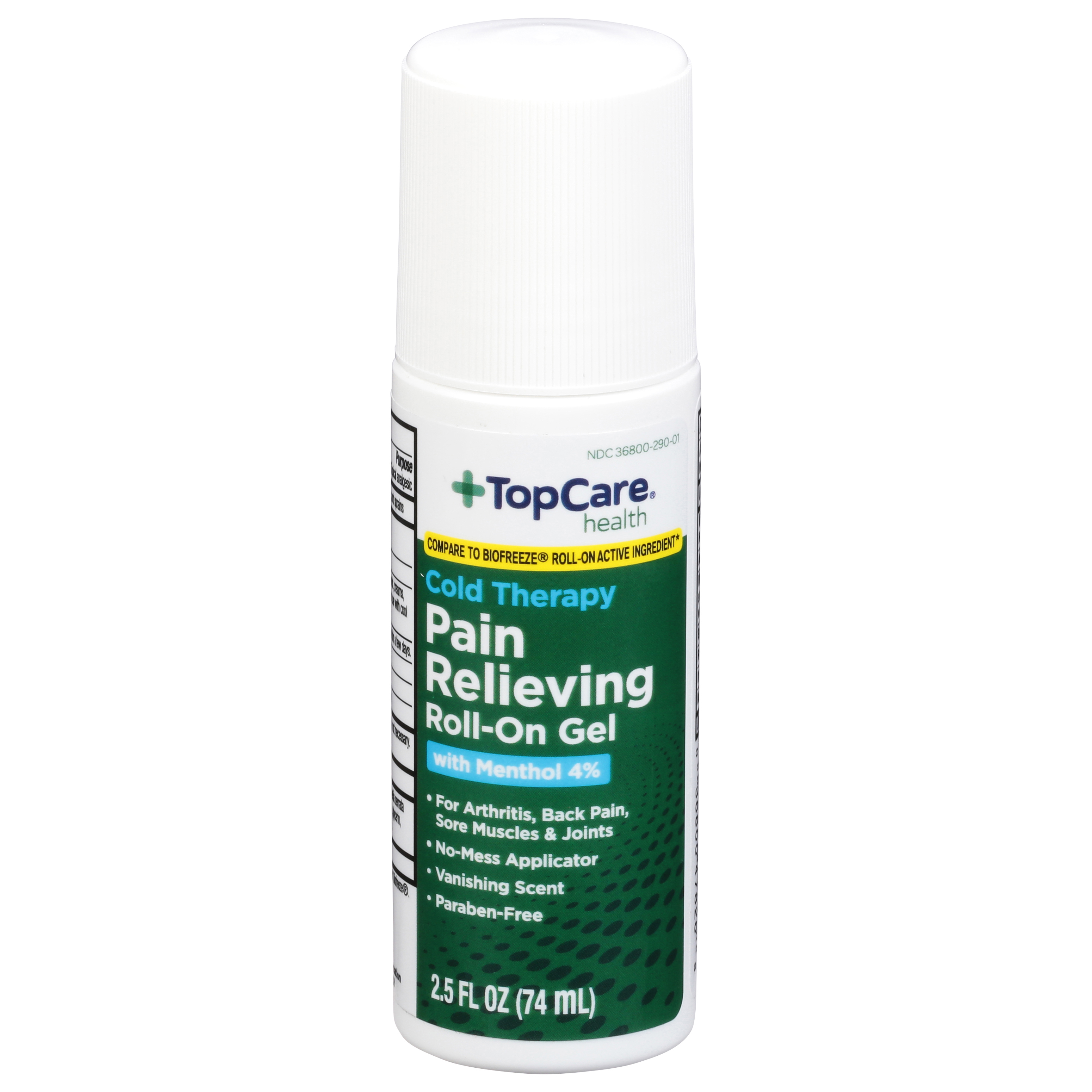 TopCare Health RollOn Gel with Menthol 4 Cold Therapy Pain Relieving 2.5 fl oz