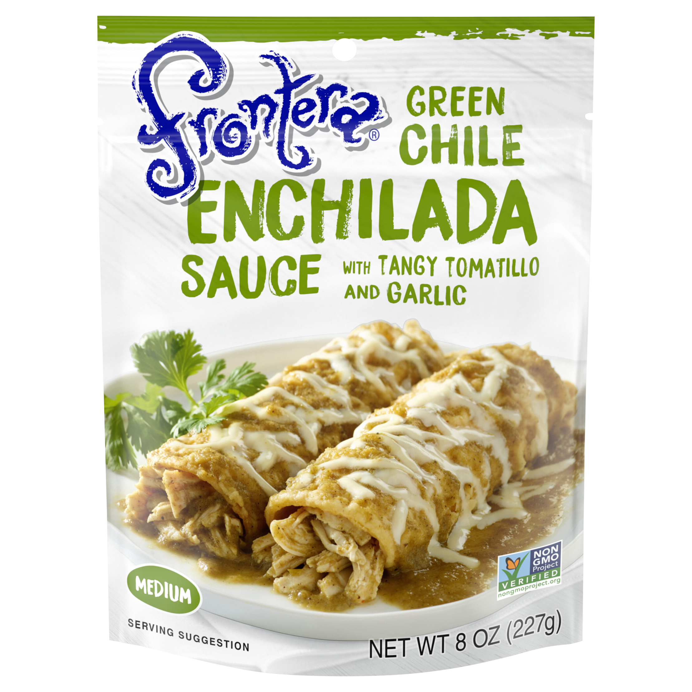 Frontera Green Chile Medium Enchilada Sauce with Tangy Tomatillo and Garlic,
