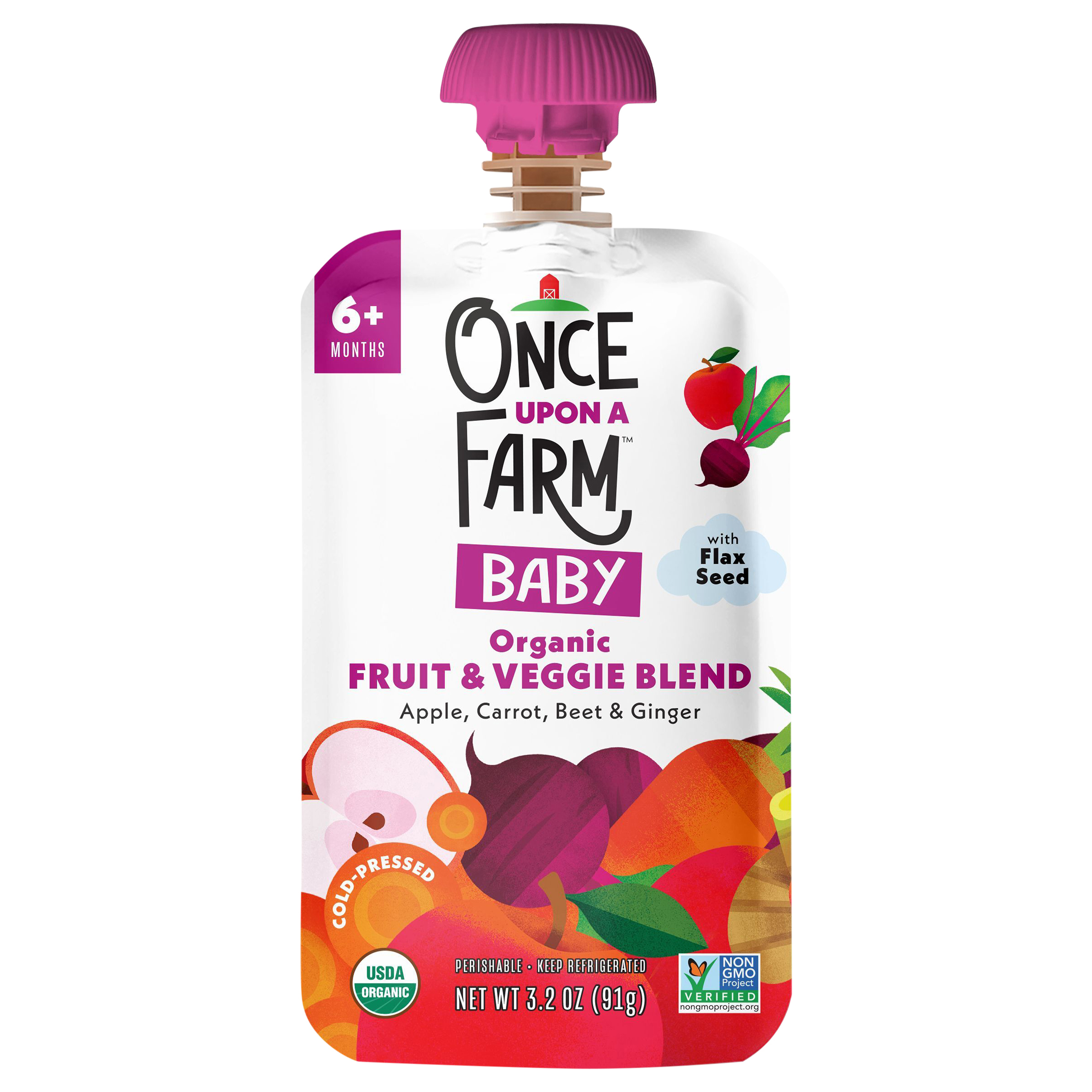Once Upon a Farm Apple, Carrot and Beet Organic Baby Food Pouch,