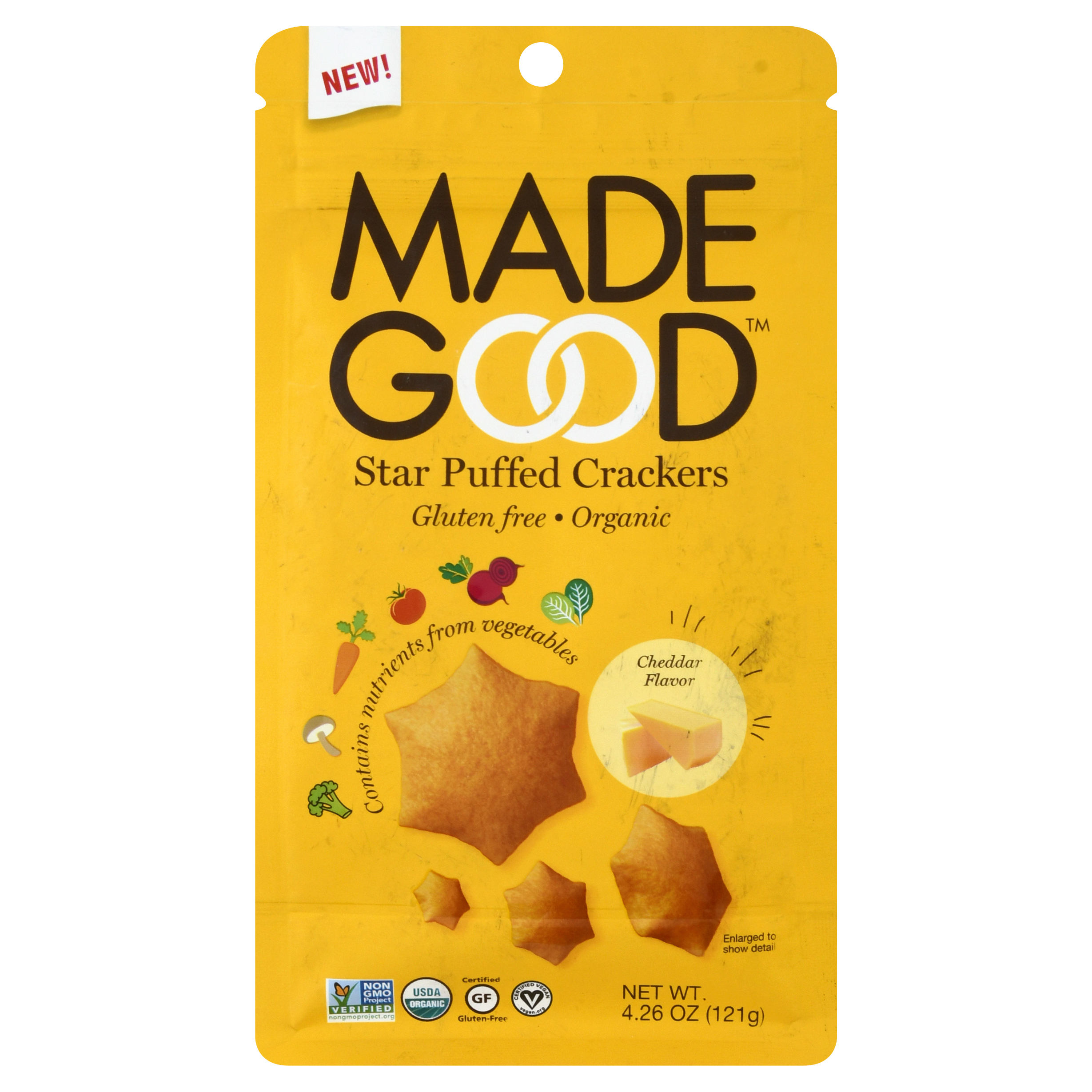 Made Good Organic Cheddar Flavor Star Puffed Crackers