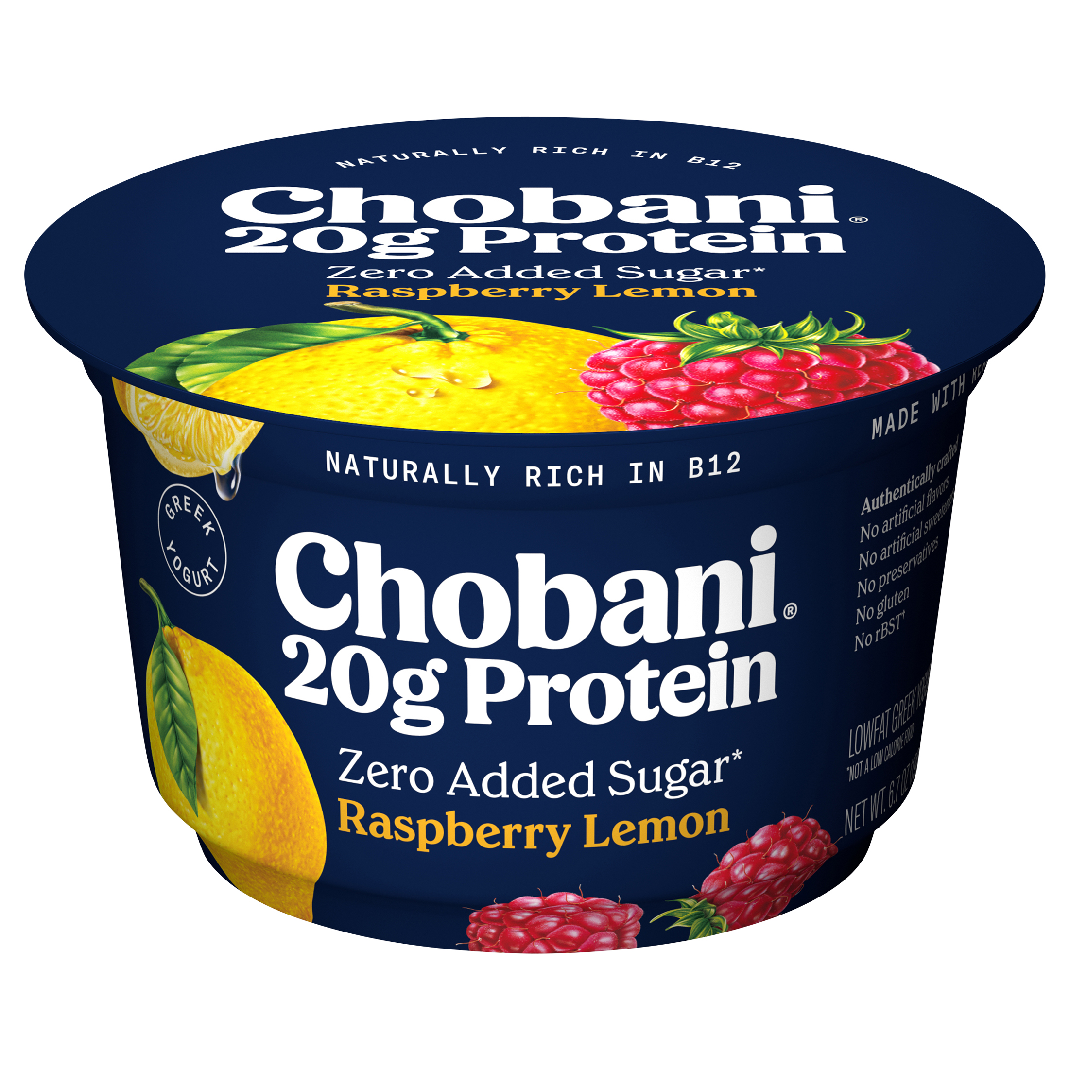 Chobani 20g Protein Raspberry Lemon Low Fat Greek Yogurt Cup