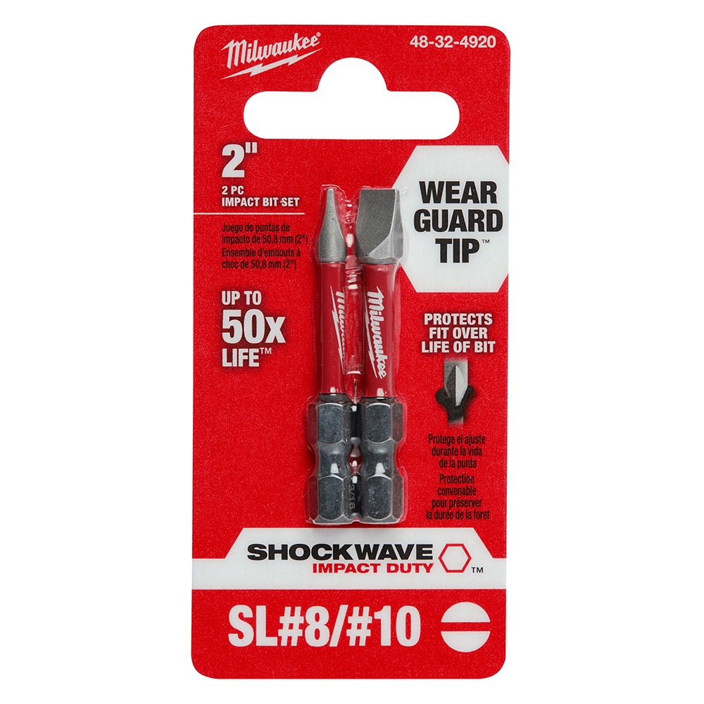 SHOCKWAVE Impact Duty 2 in. Slotted #8/#10 Power Bit (2 Pack)