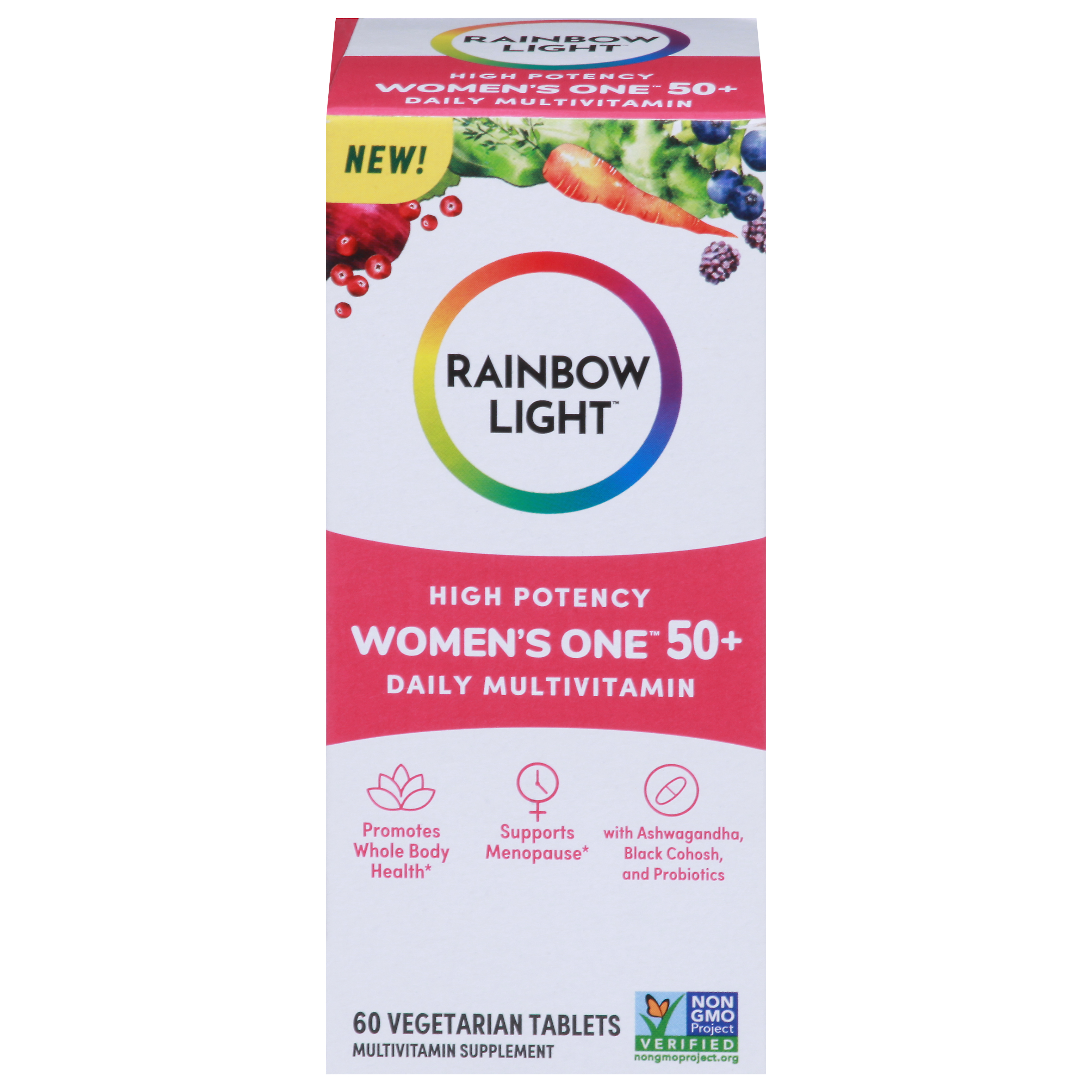 Rainbow Light Women's One Womens High Potency 50+ Daily Multivitamin 60 Vegetarian Tablets