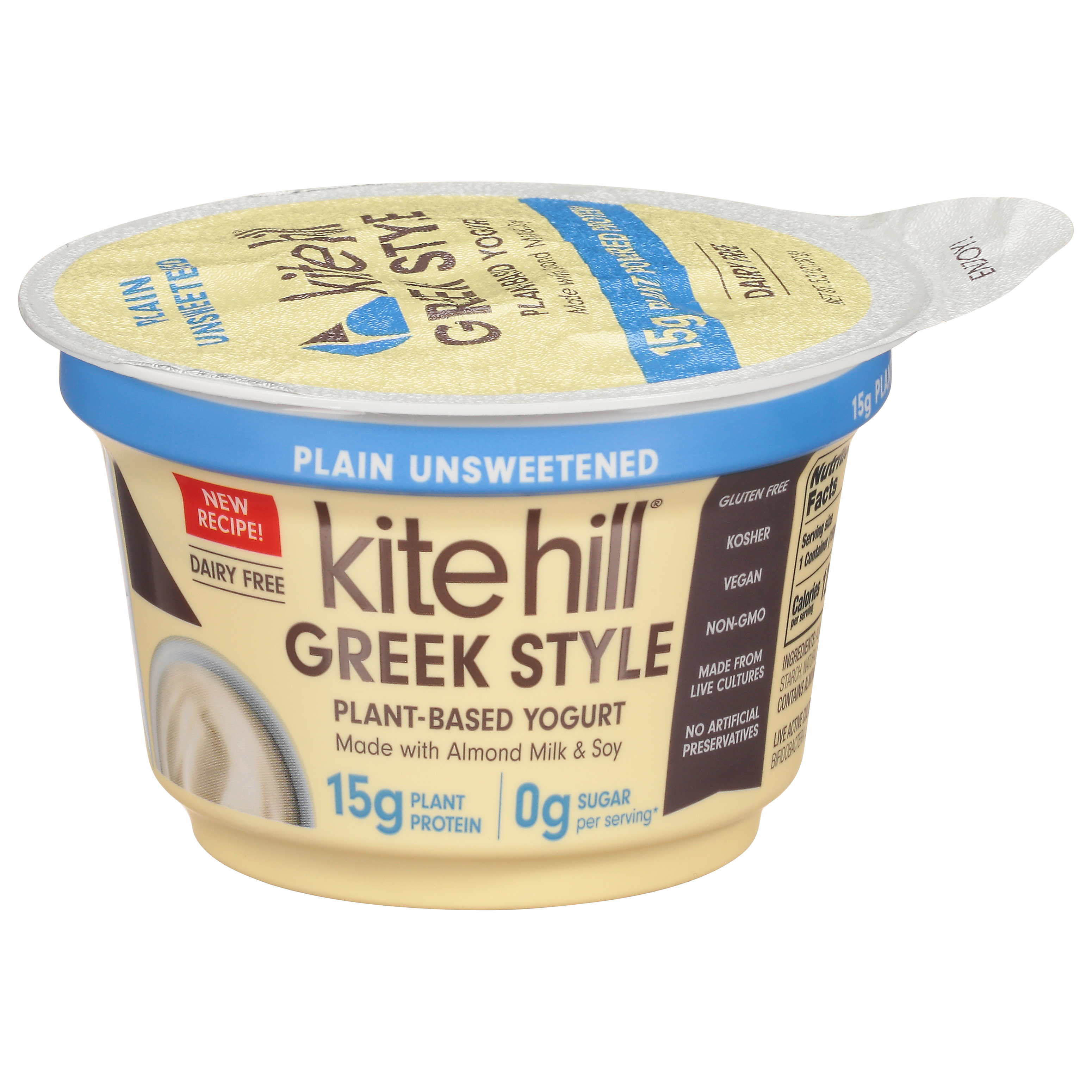 Kite Hill Plain Unsweetened Greek Style Plant-Based Yogurt