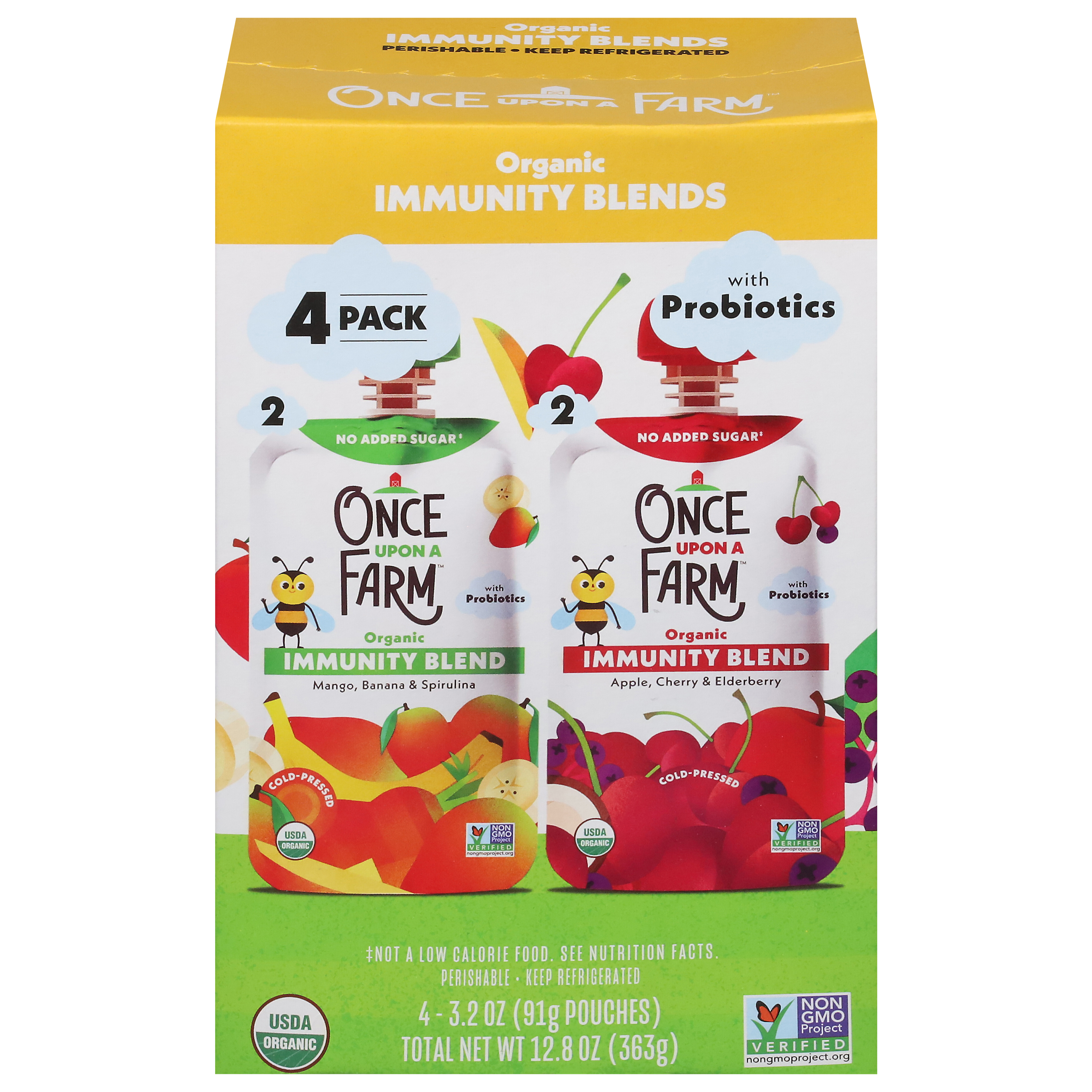 Once Upon a Farm 4 Pack Organic Immunity Blends with Probiotics