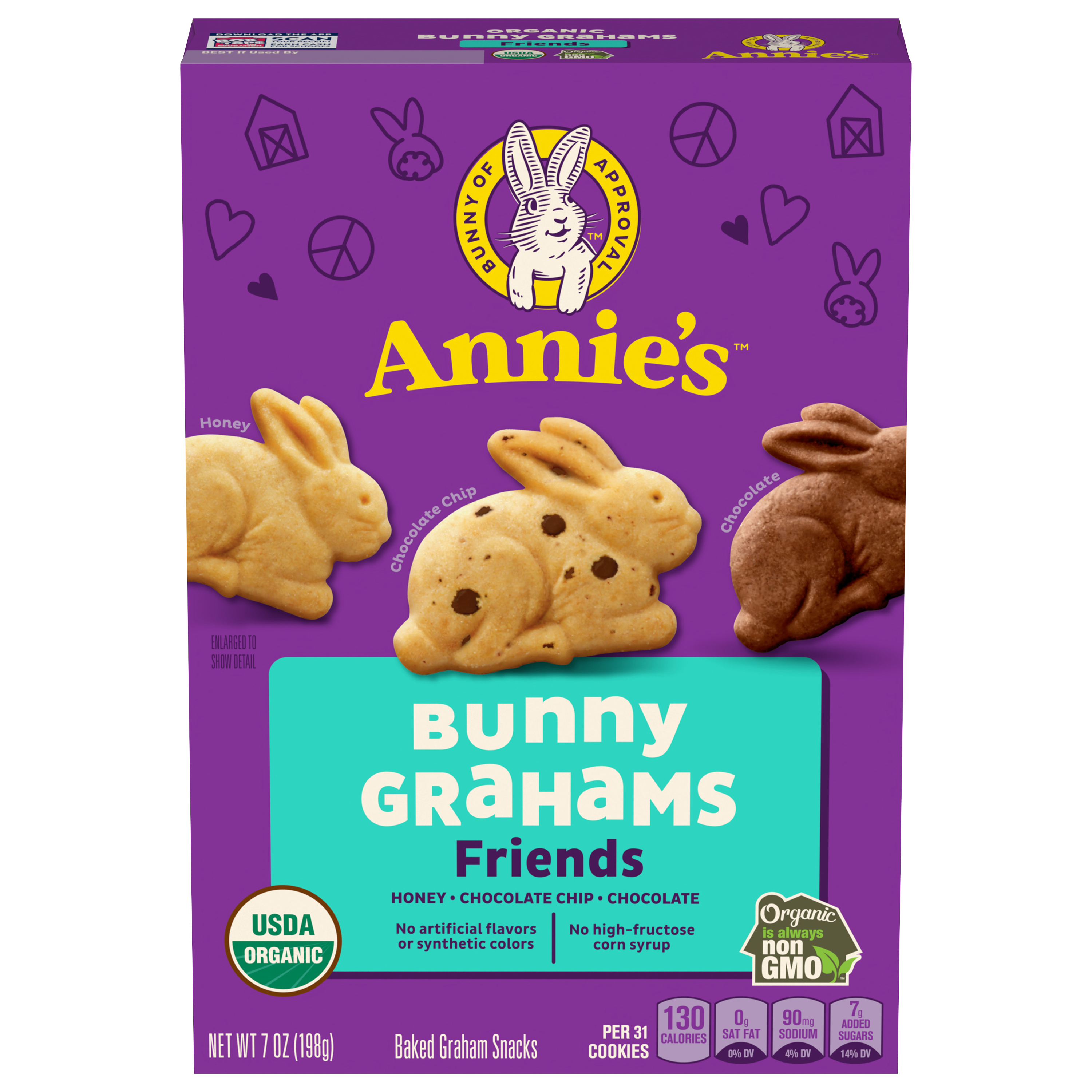 Annie's Friends Organic Bunny Graham Snacks, Chocolate Chip, Chocolate, and Honey,
