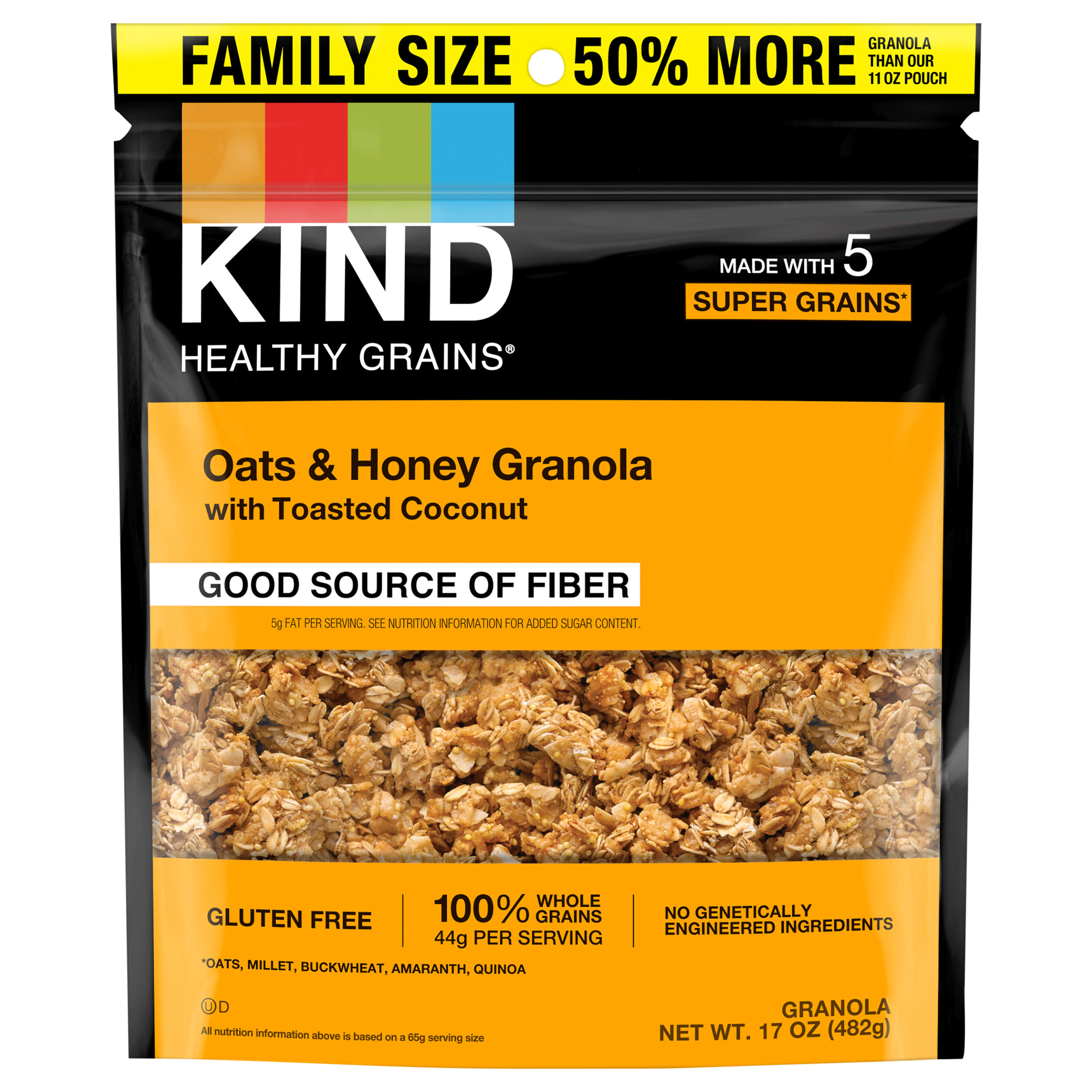 KIND HEALTHY GRAINS Granola, Healthy Snack, Oats & Honey Granola with Toasted Coconut, Snack Mix