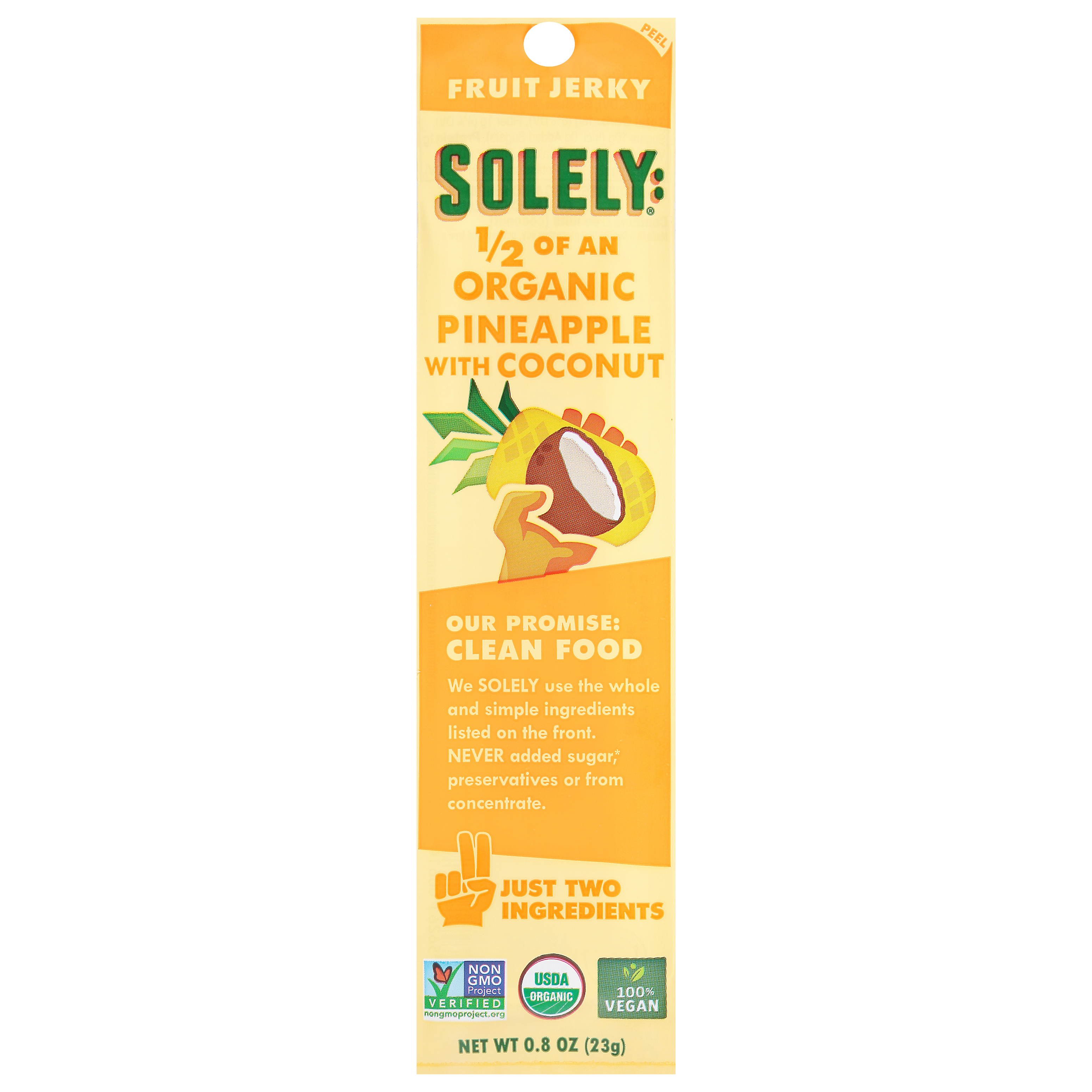 Solely Organic Pineapple with Coconut Fruit Jerky