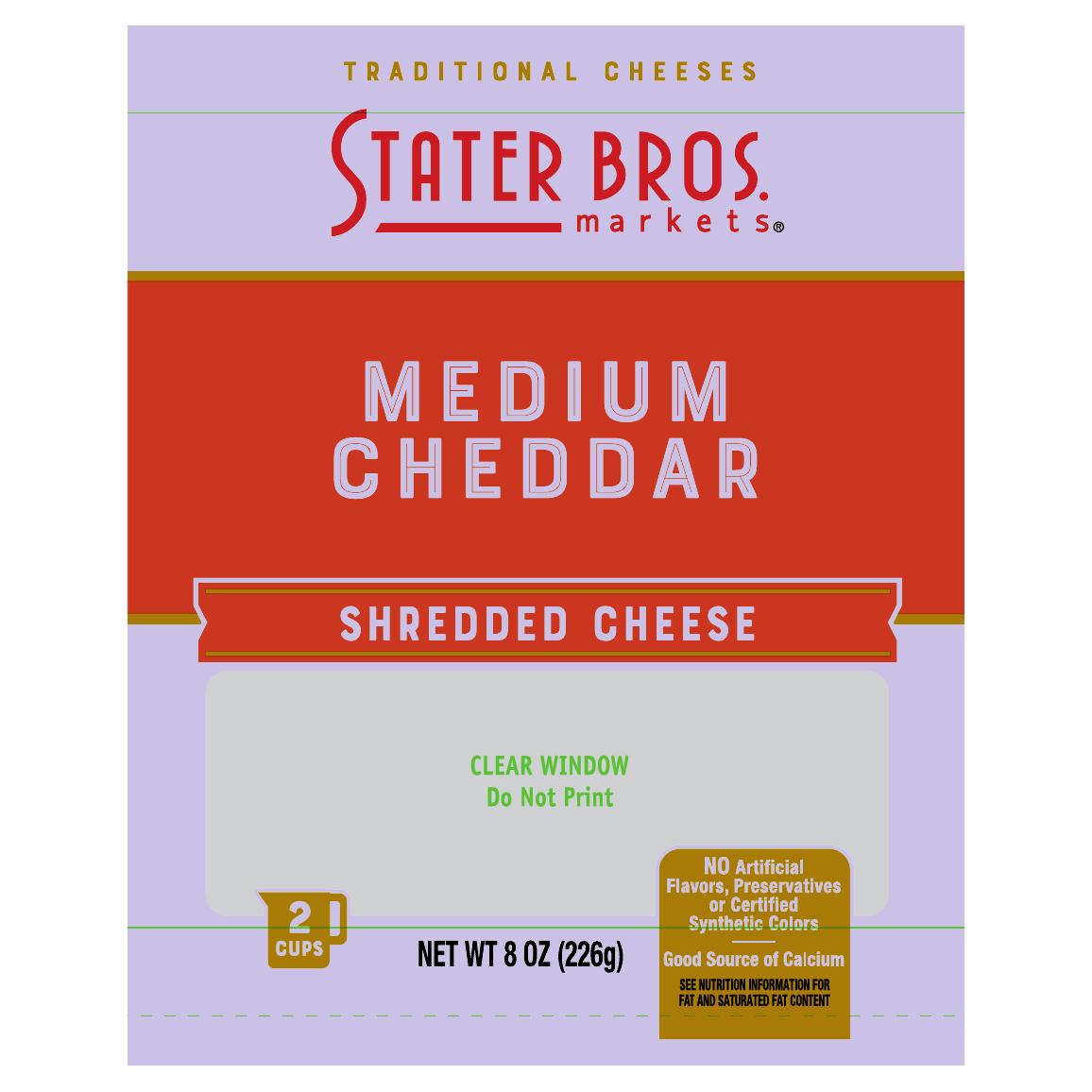 Stater Bros. Markets Medium Cheddar Shredded Cheese 8 oz Bag