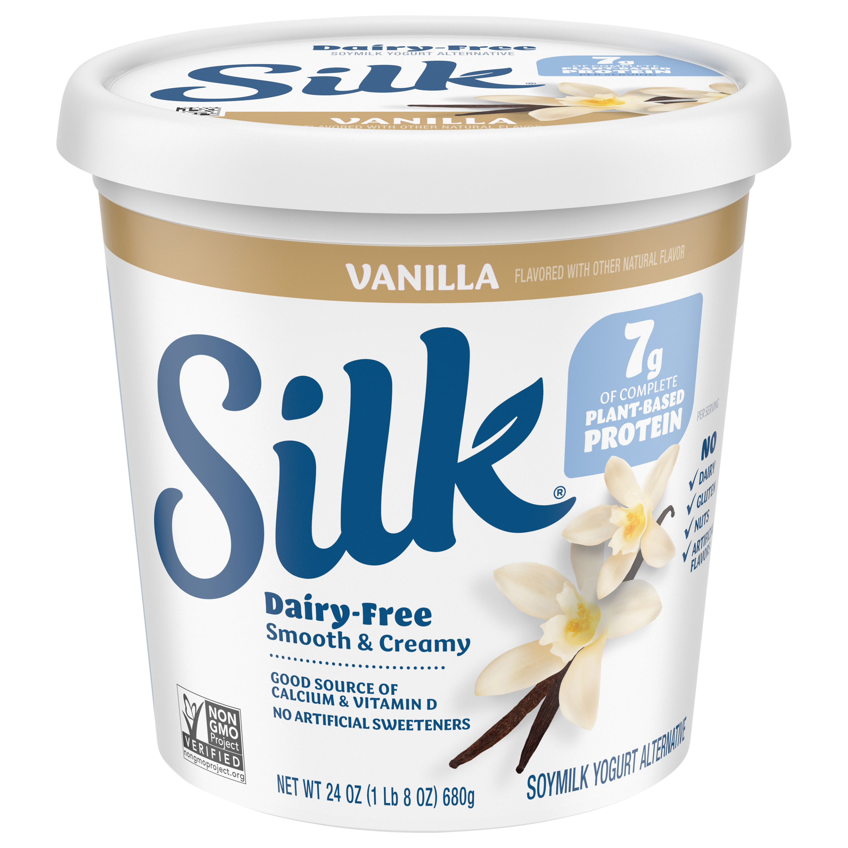 Silk Vanilla Dairy Free, Plant Based Soy Milk Yogurt Alternative, 24 OZ Tub