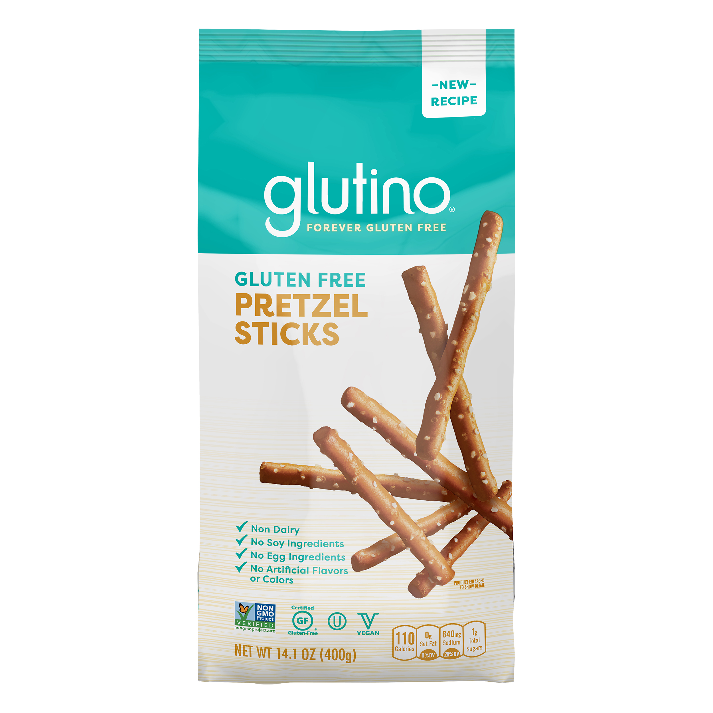 GLUTINO Gluten Free Pretzel Sticks, Delicious Everyday Snack, Lightly Salted,