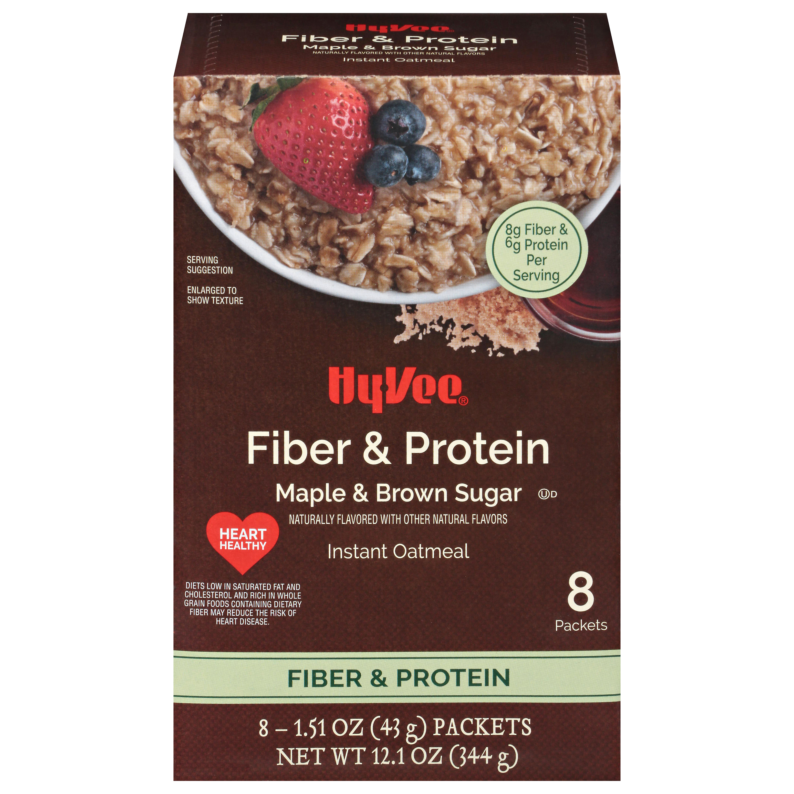 HyVee Fiber & Protein Maple & Brown Sugar Instant Oatmeal 8 ea