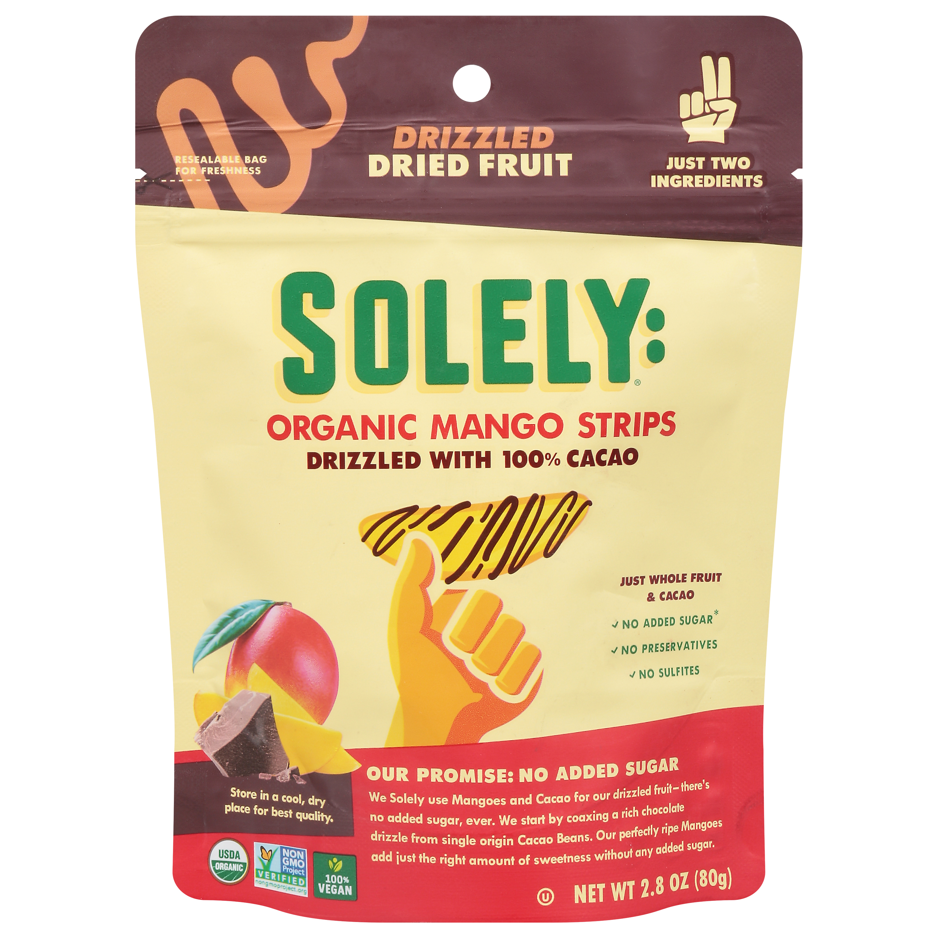 Solely Drizzled Organic Mango Strips Dried Fruit