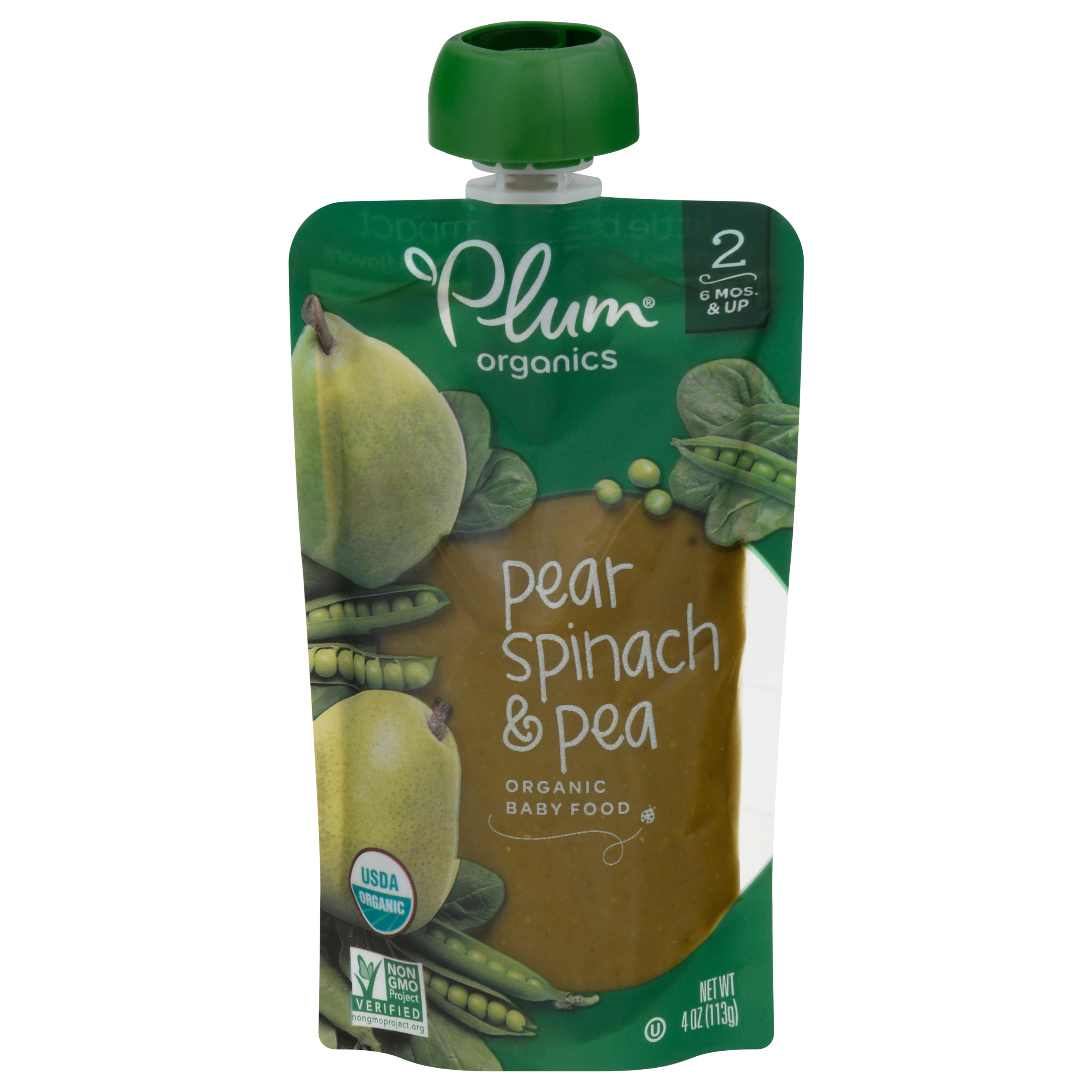 Plum Organics 2 (6 Mos. & Up) Pear Spinach & Pea Baby Food