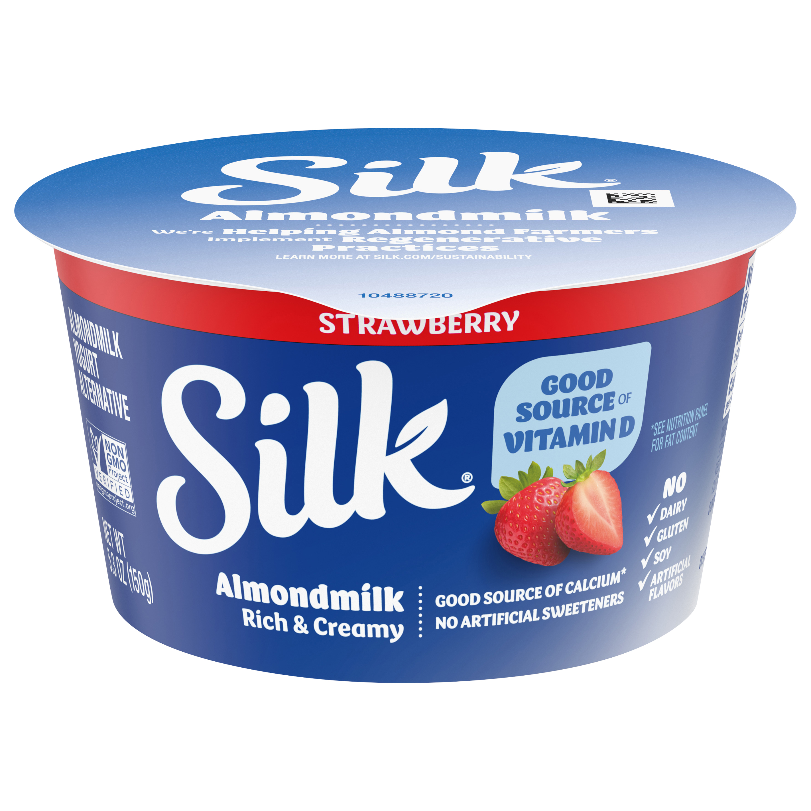 Silk Strawberry Dairy Free, Almond Milk Plant Based Yogurt Alternative, 5.3 OZ Cup