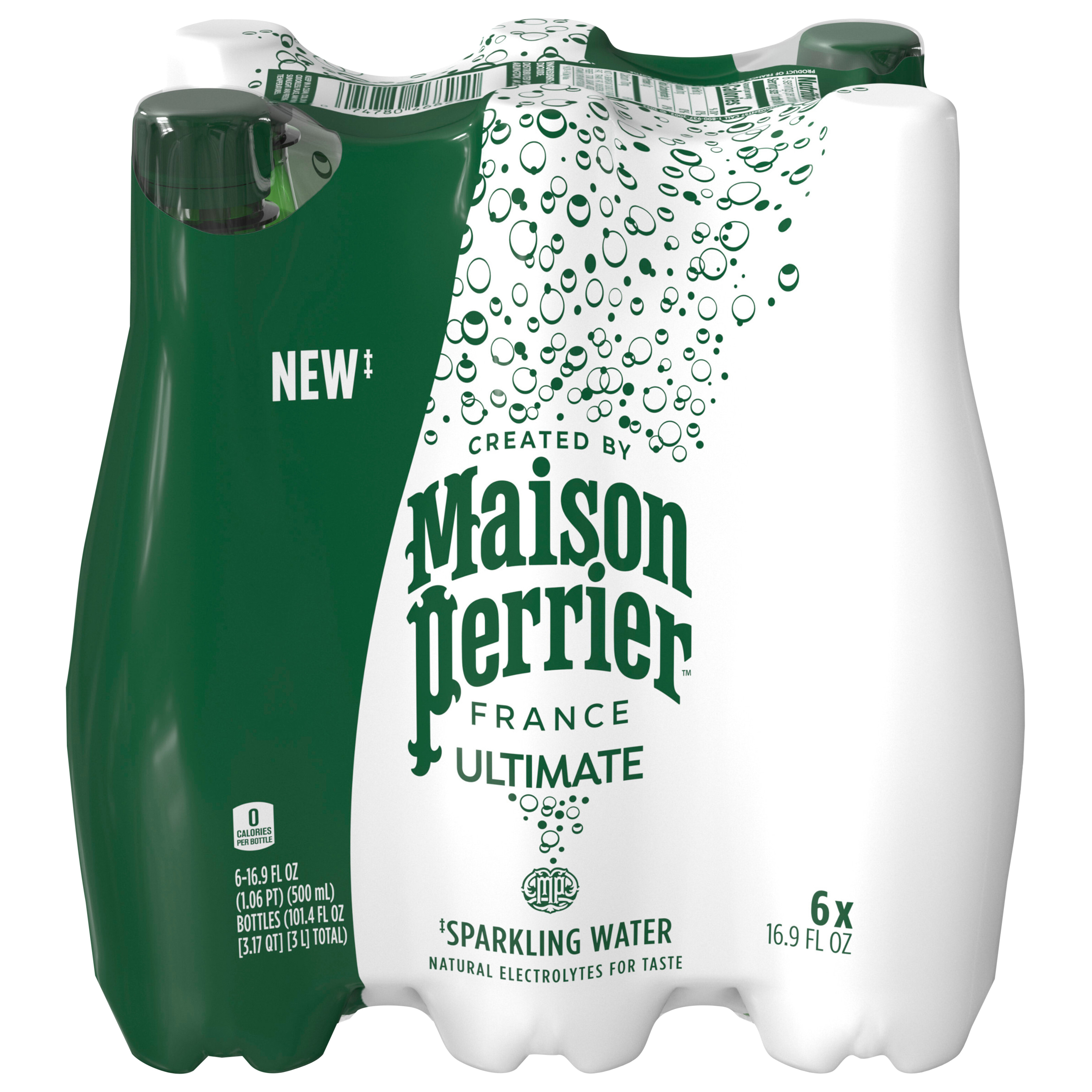 Maison Perrier Forever Ultimate Sparkling Water, 16.9 FL OZ Plastic Water Bottles, 6 Count 101.4 fl oz.