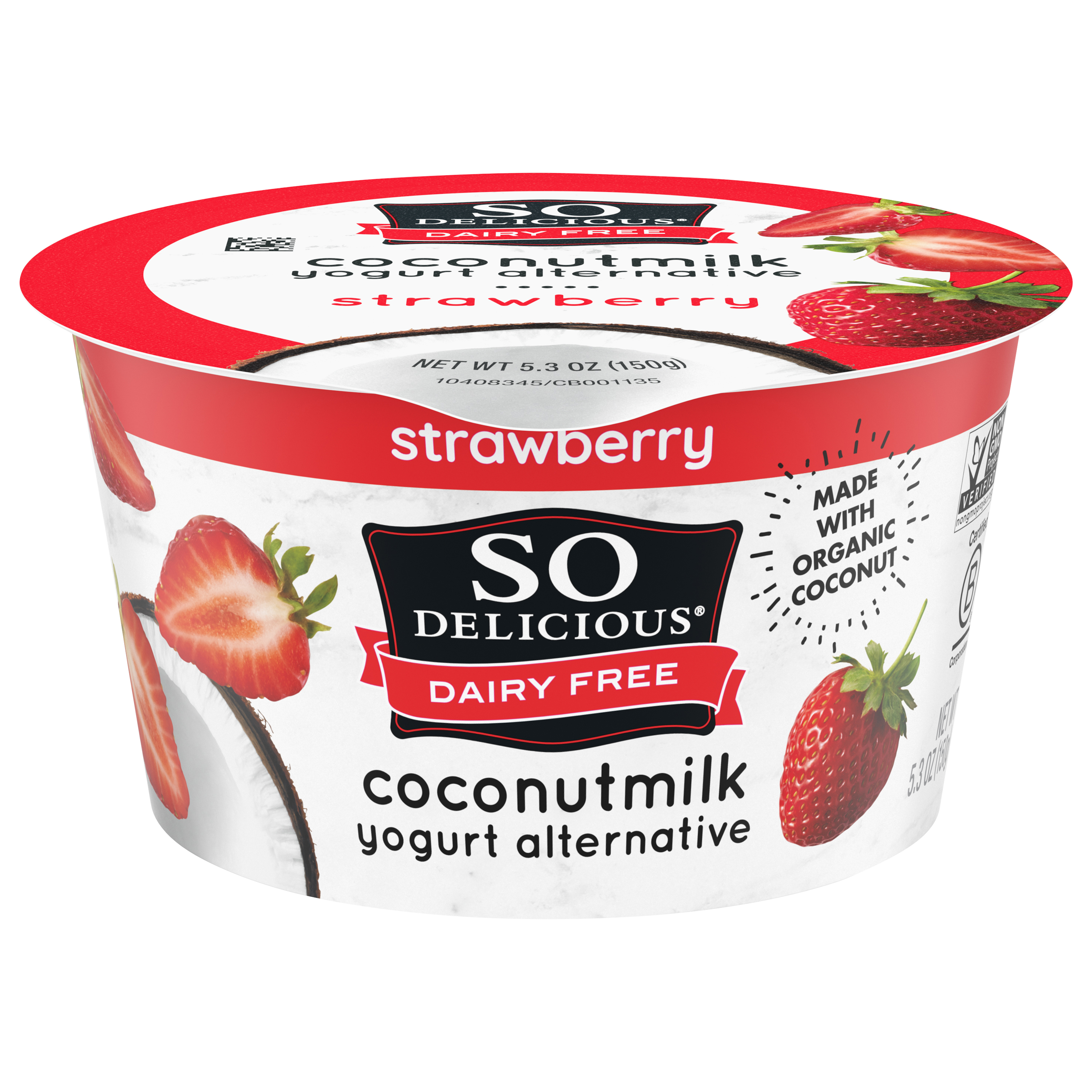 So Delicious Dairy Free Coconut Milk Yogurt Alternative, Strawberry, Vegan, Gluten Free, 5.3 oz Container