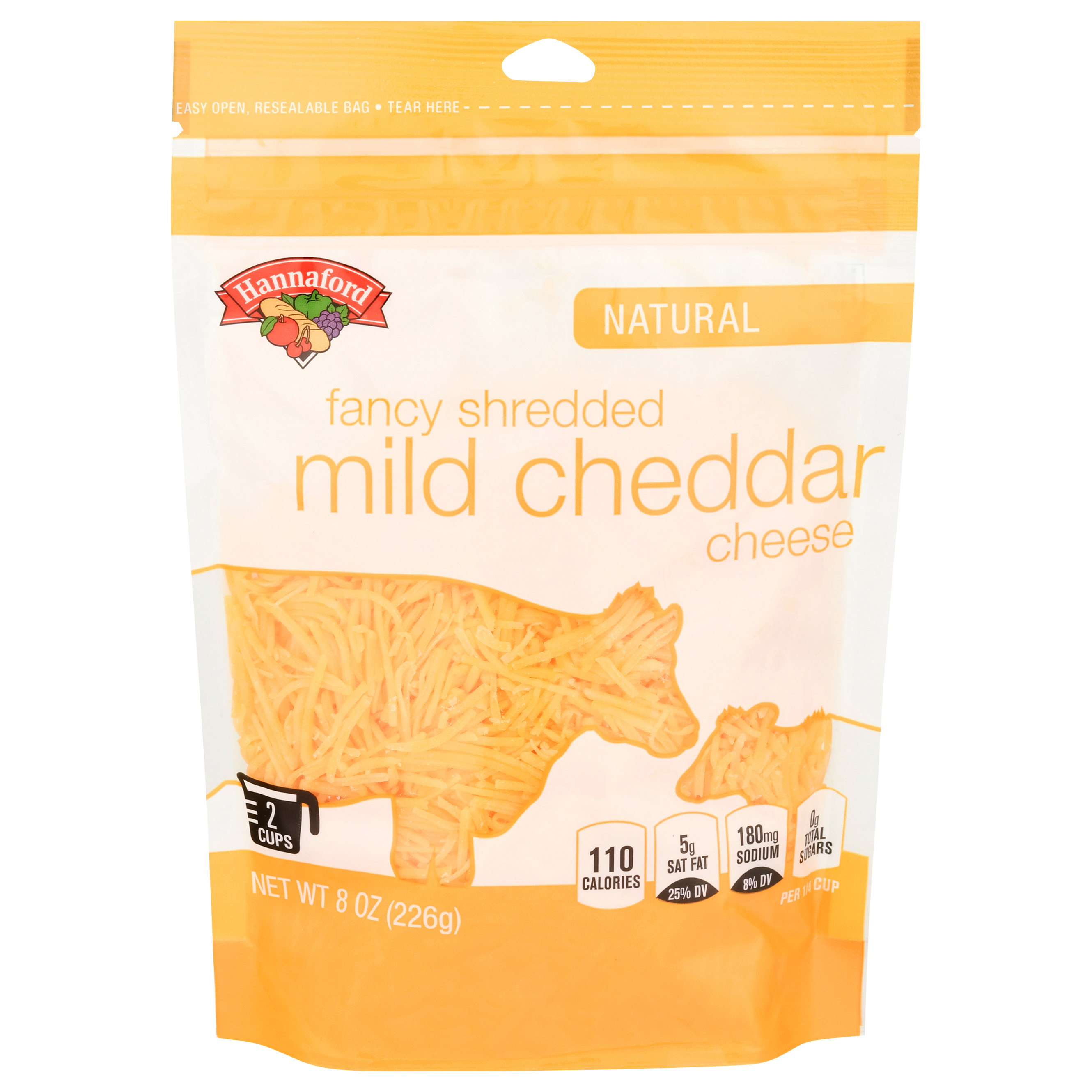 Hannaford Natural Fancy Shredded Mild Cheddar Cheese 8 oz