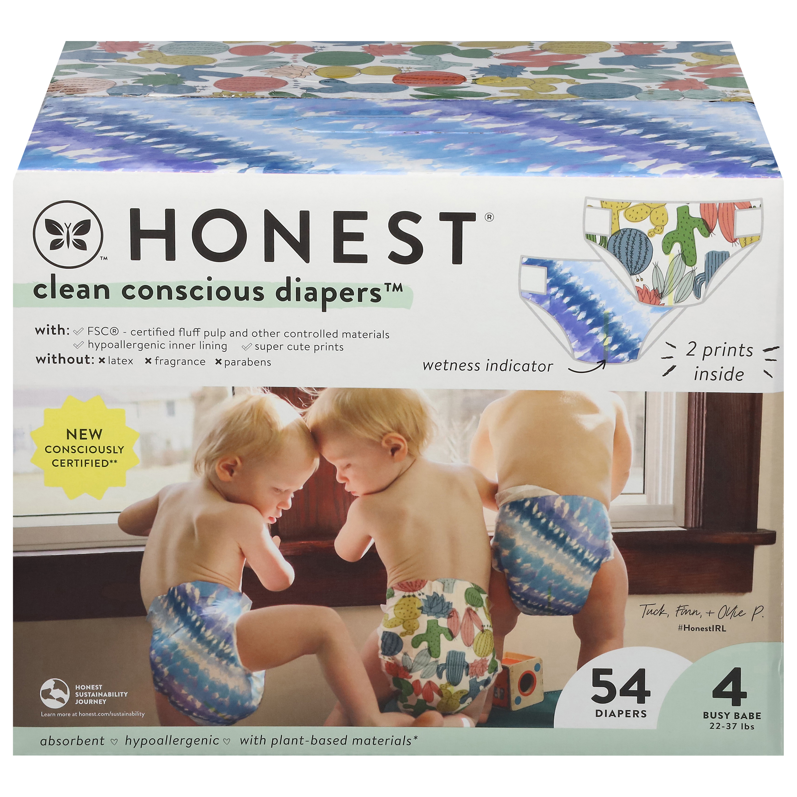 Honest Clean Conscious Diapers 4 Busy Babe 22-37 lbs Diapers