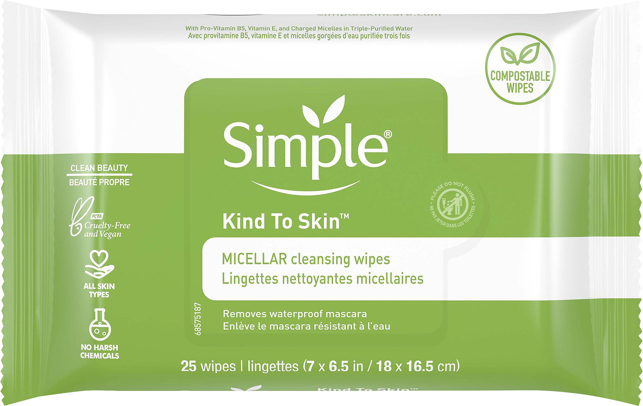 Simple Kind to Skin Micellar Cleansing Wipes 25 ea