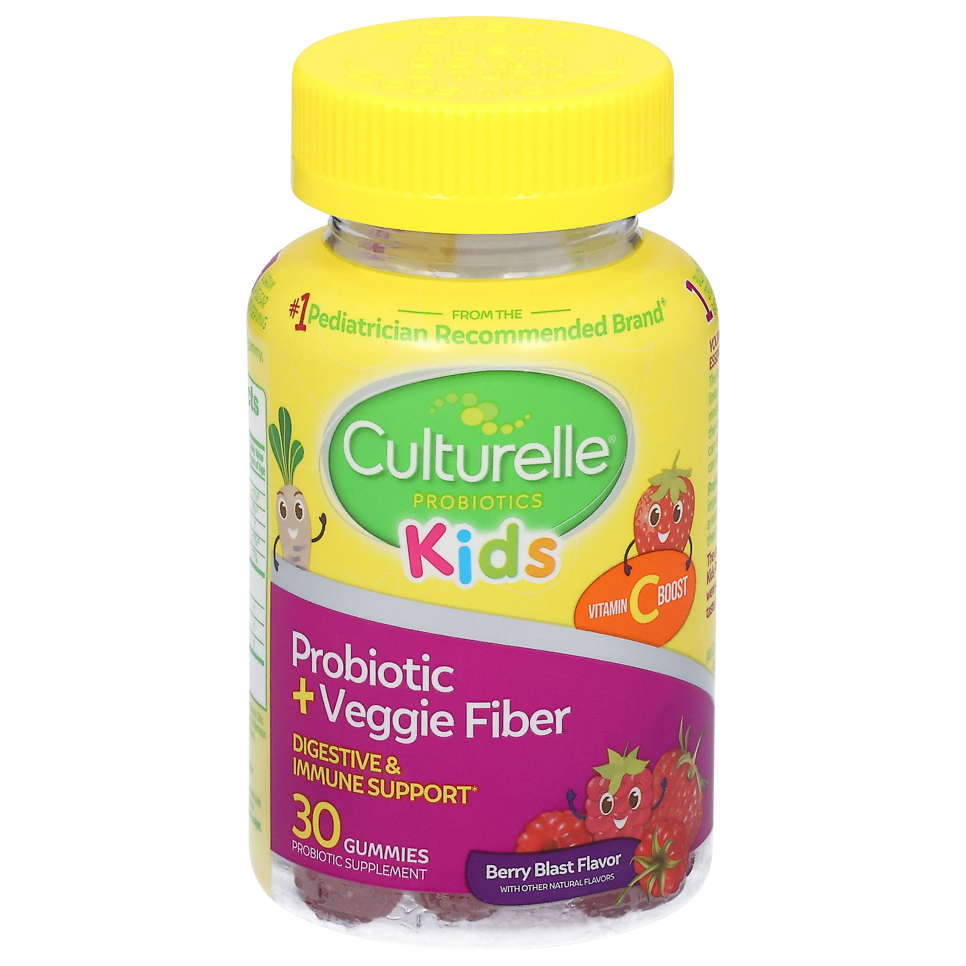 Culturelle Kids Digestive & Immune Support Mixed Berry Flavor Probiotic + Veggie Fiber 30 Gummies