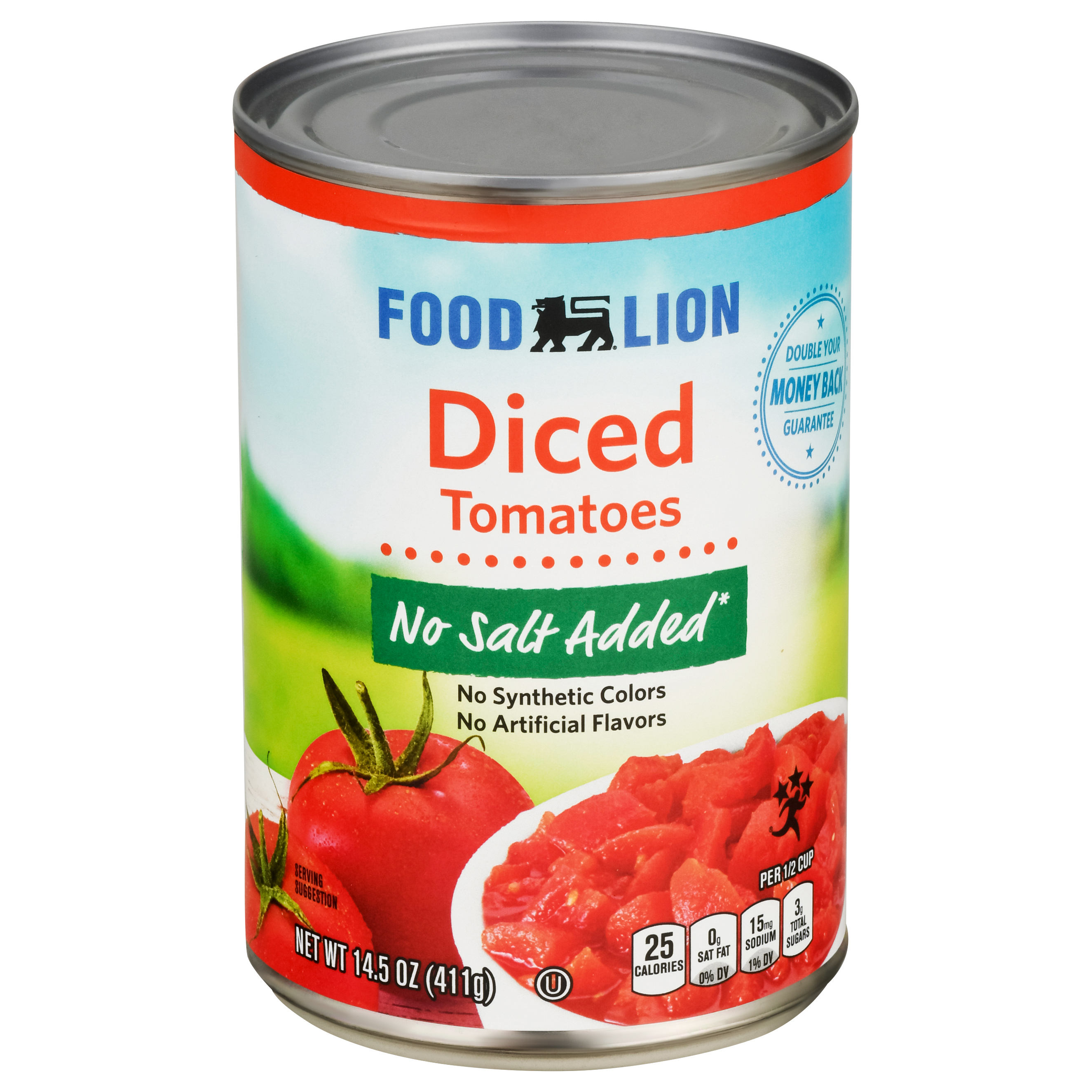 Food Lion Diced No Salt Added Tomatoes 14.5 oz