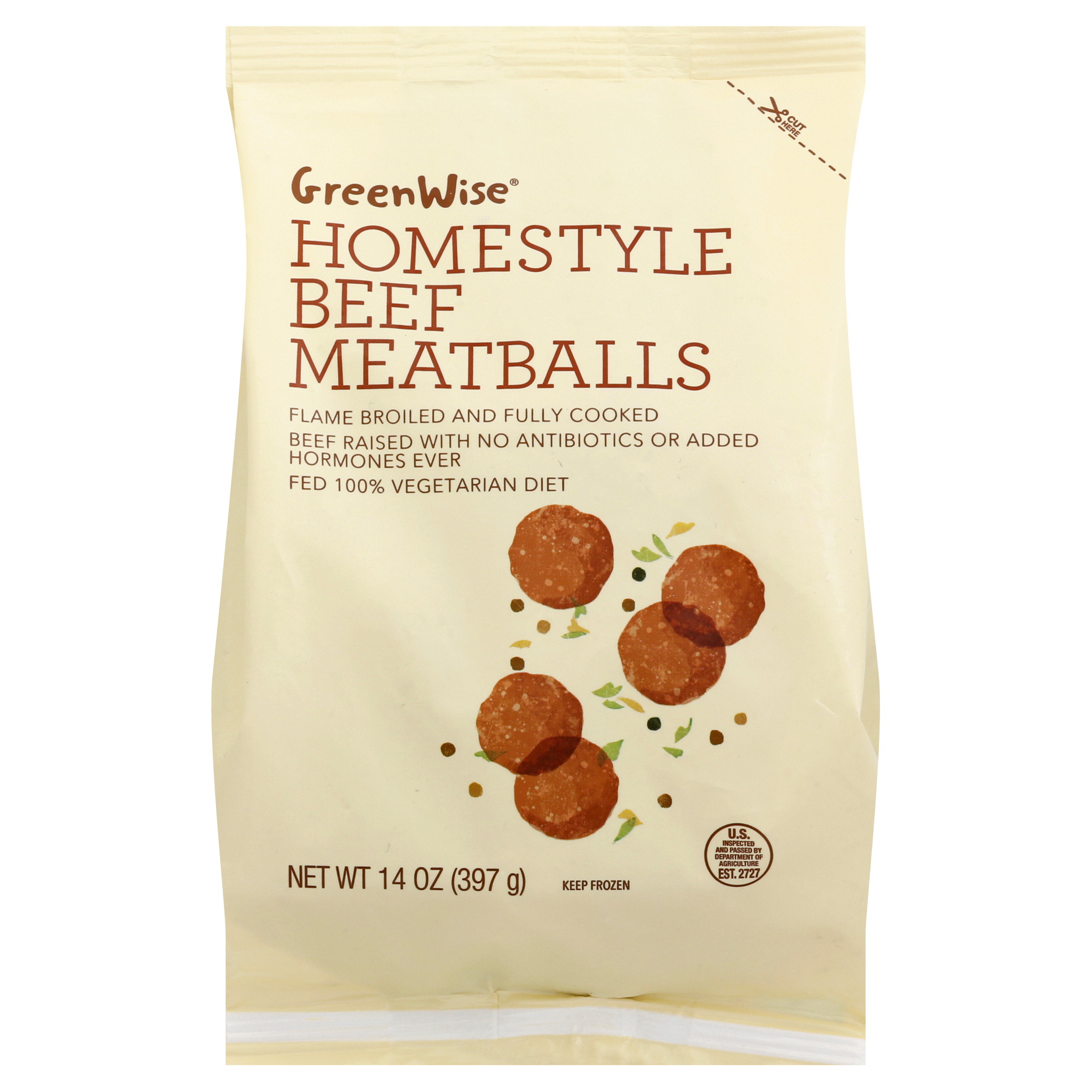 GreenWise Homestyle Beef Meatballs 14 oz BOX
