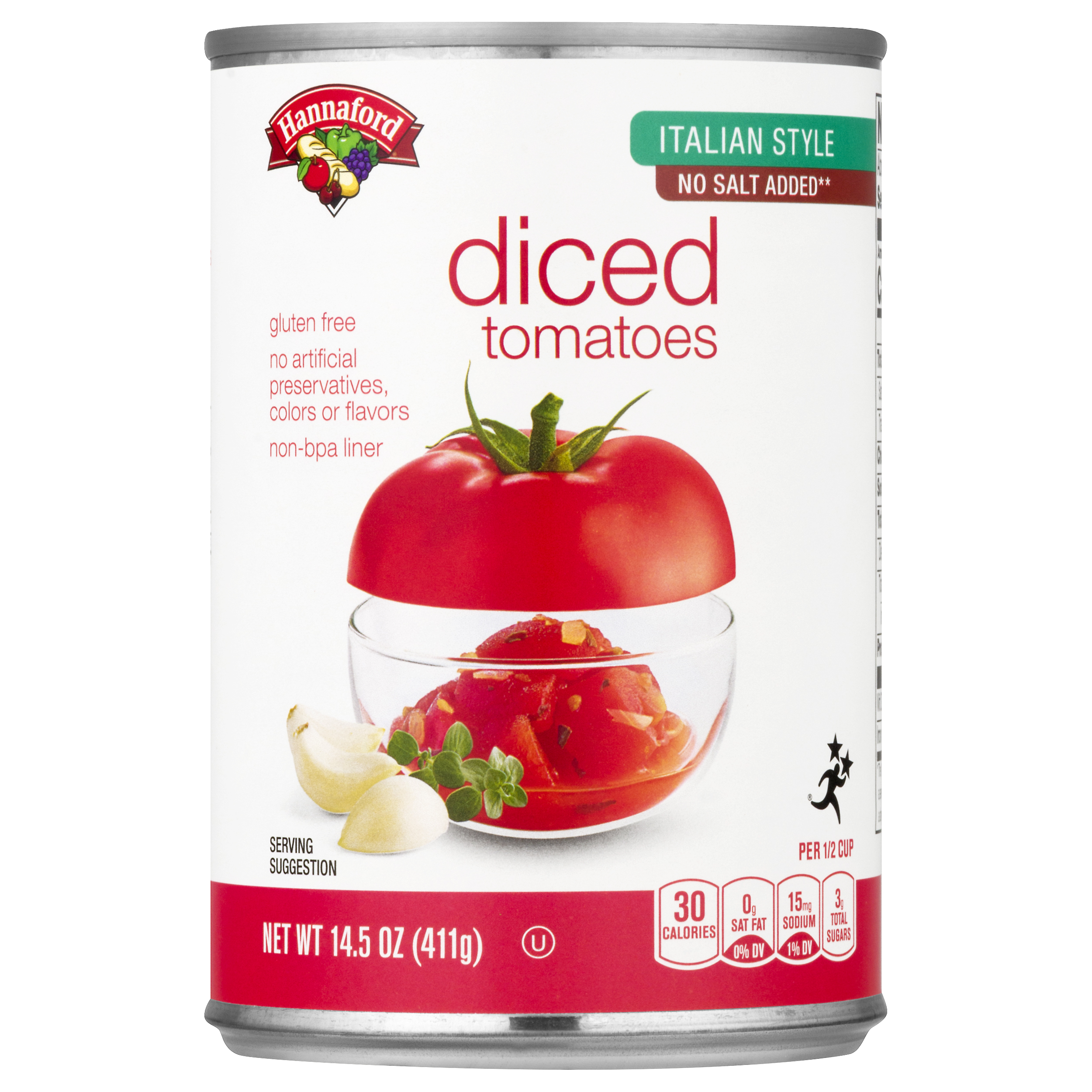 Hannaford Diced Italian Style Gluten Free Tomatoes 14.5 oz CAN