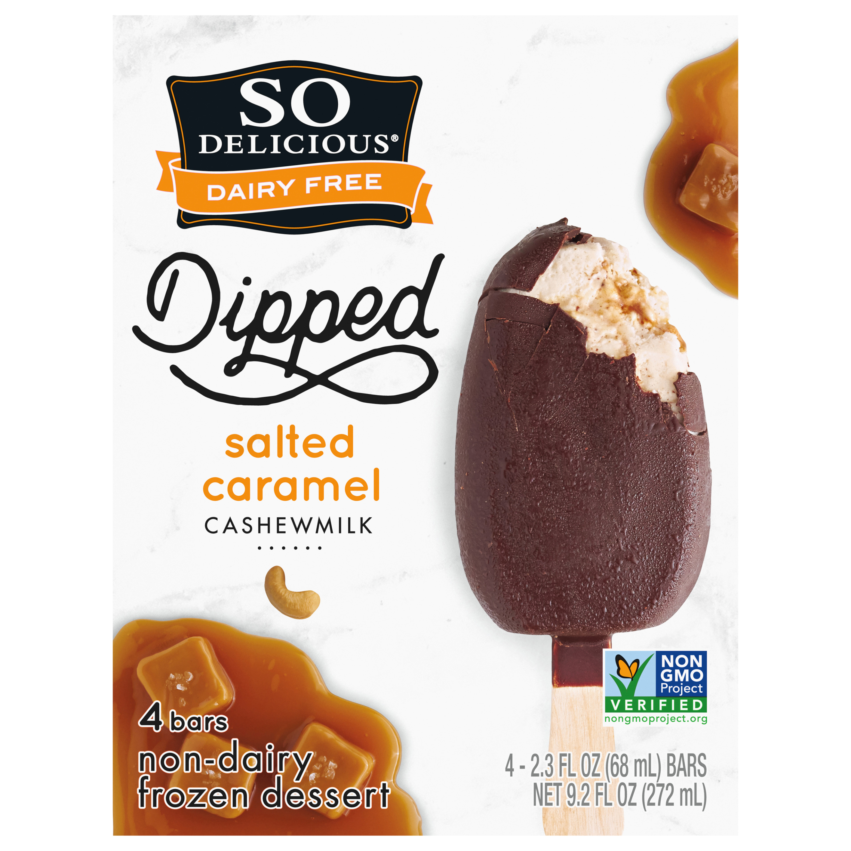 So Delicious Dairy Free Dipped Salted Caramel Cashew Milk Frozen Dessert Bar,