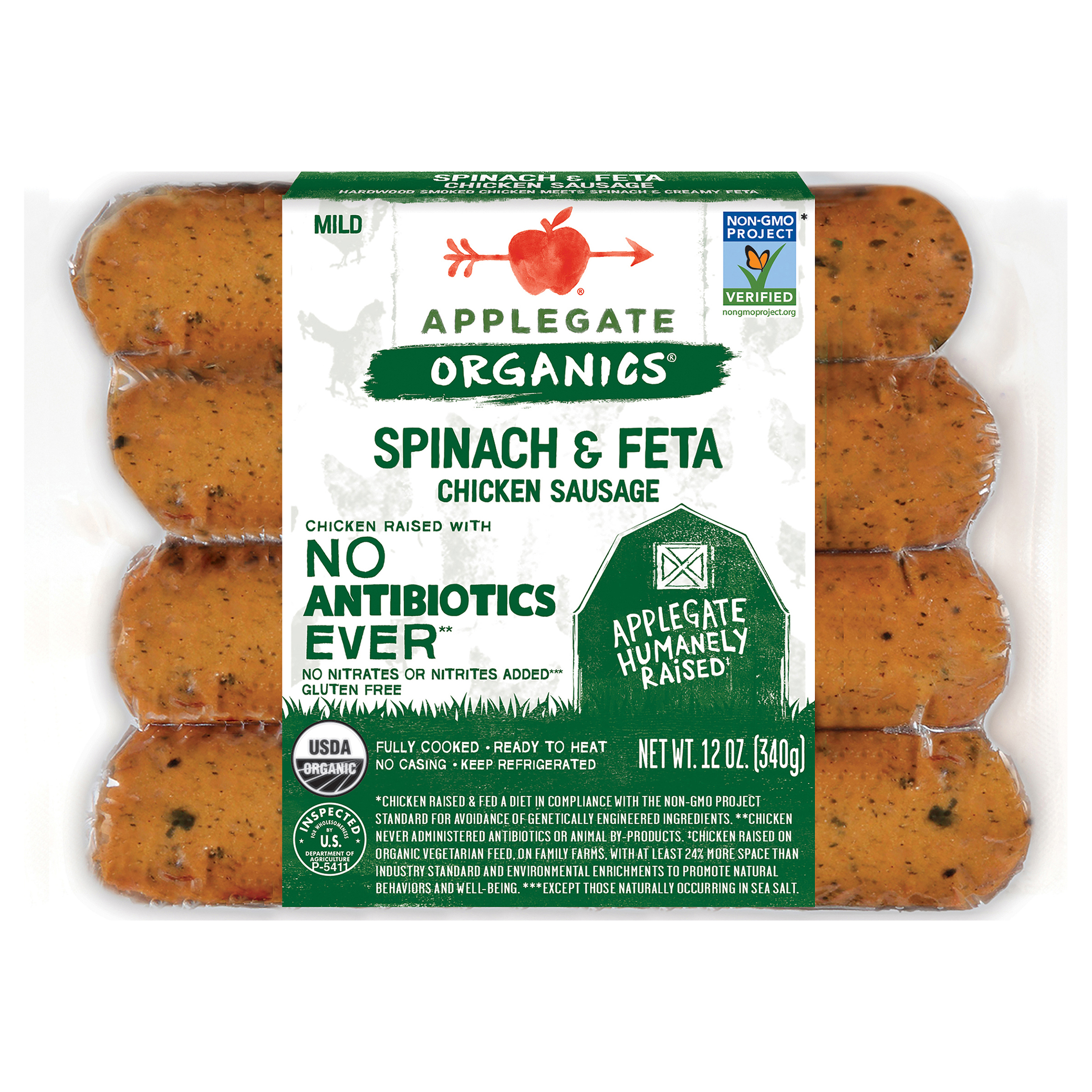 Applegate Organic Spinach & Feta Chicken Sausage,