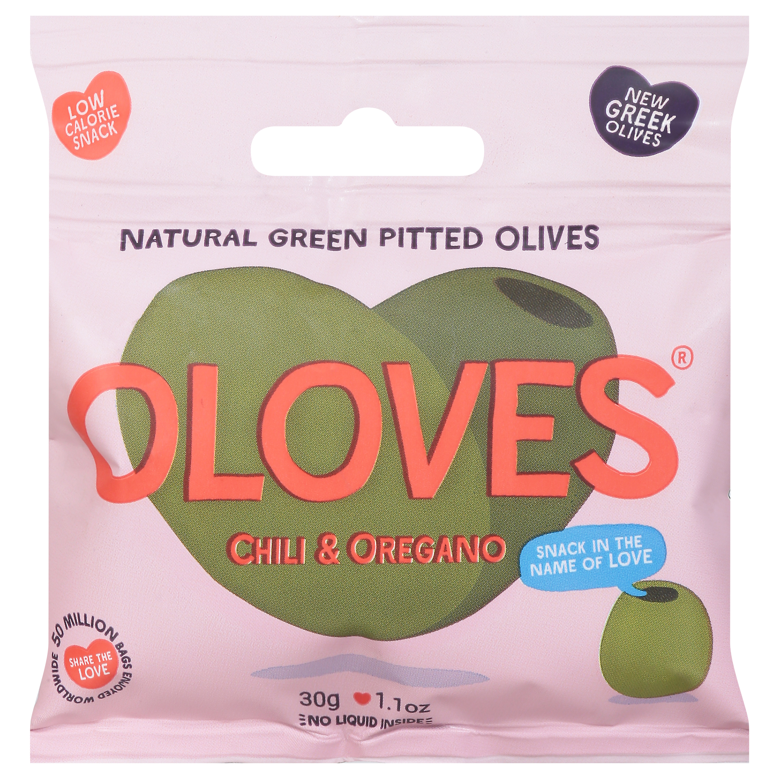 Oloves Natural Chili & Oregano Green Pitted Olives