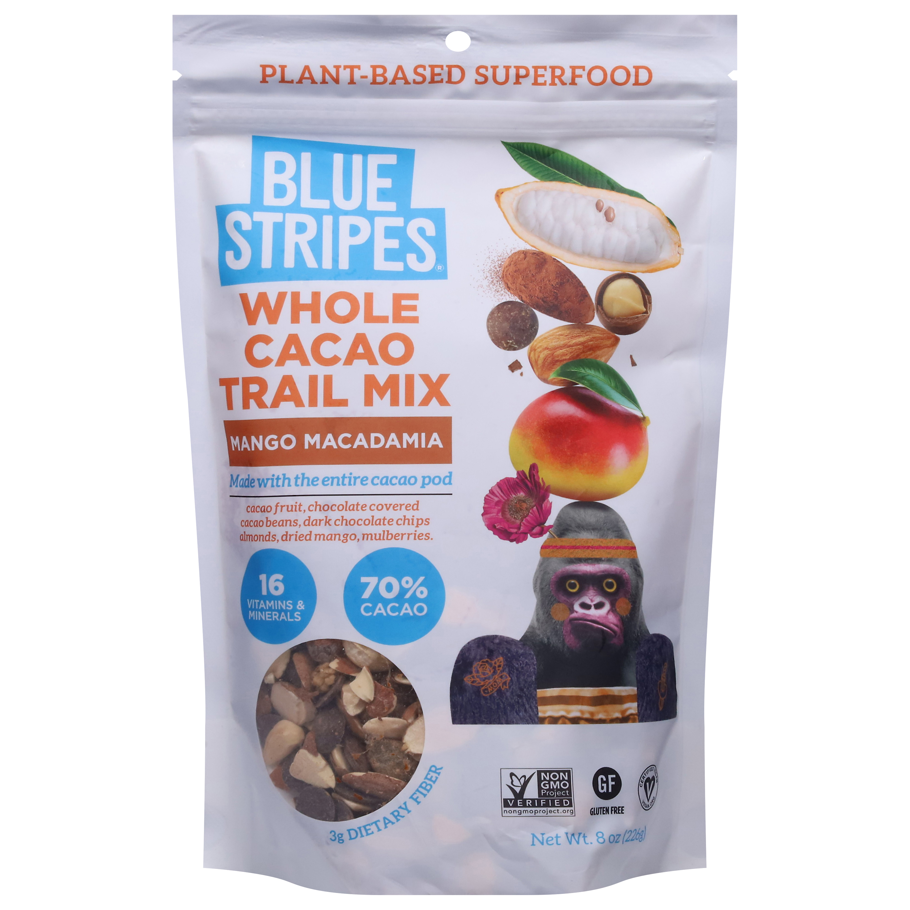 Blue Stripes Whole Cacao Mango Macadamia Trail Mix