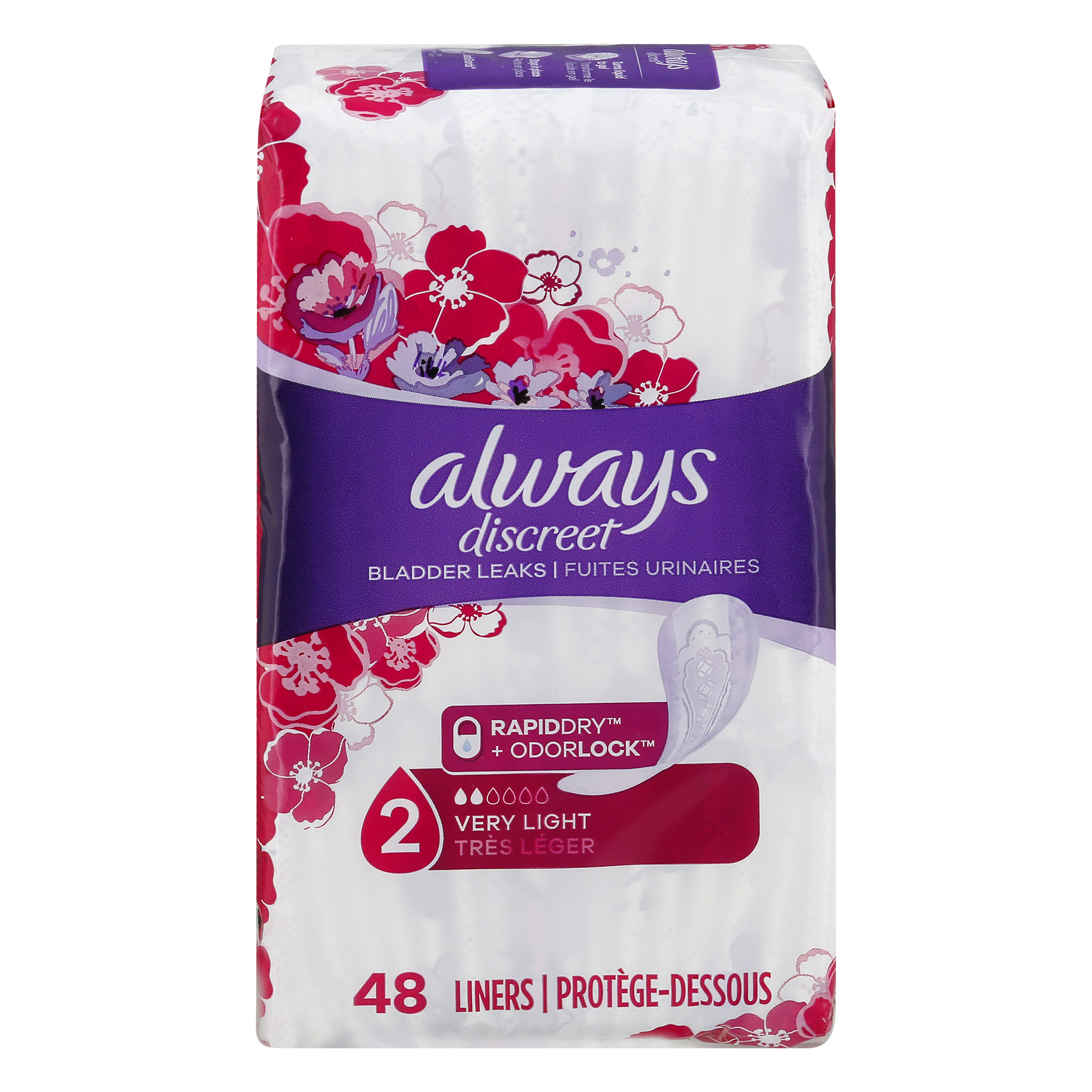 Always Discreet Incontinence Liners 2 Very Light Long