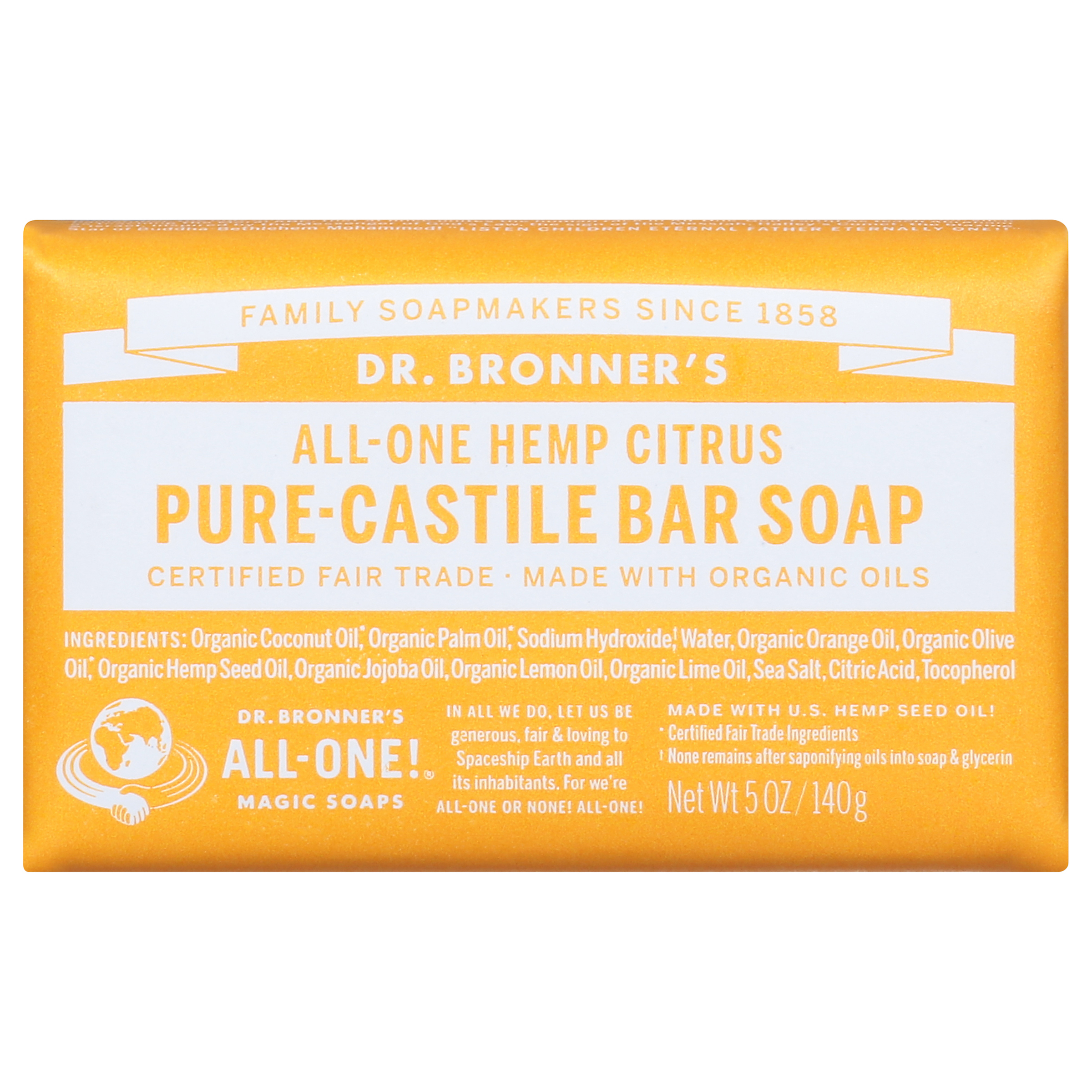 Dr. Bronner's All-One Hemp Citrus Pure-Castile Bar Soap