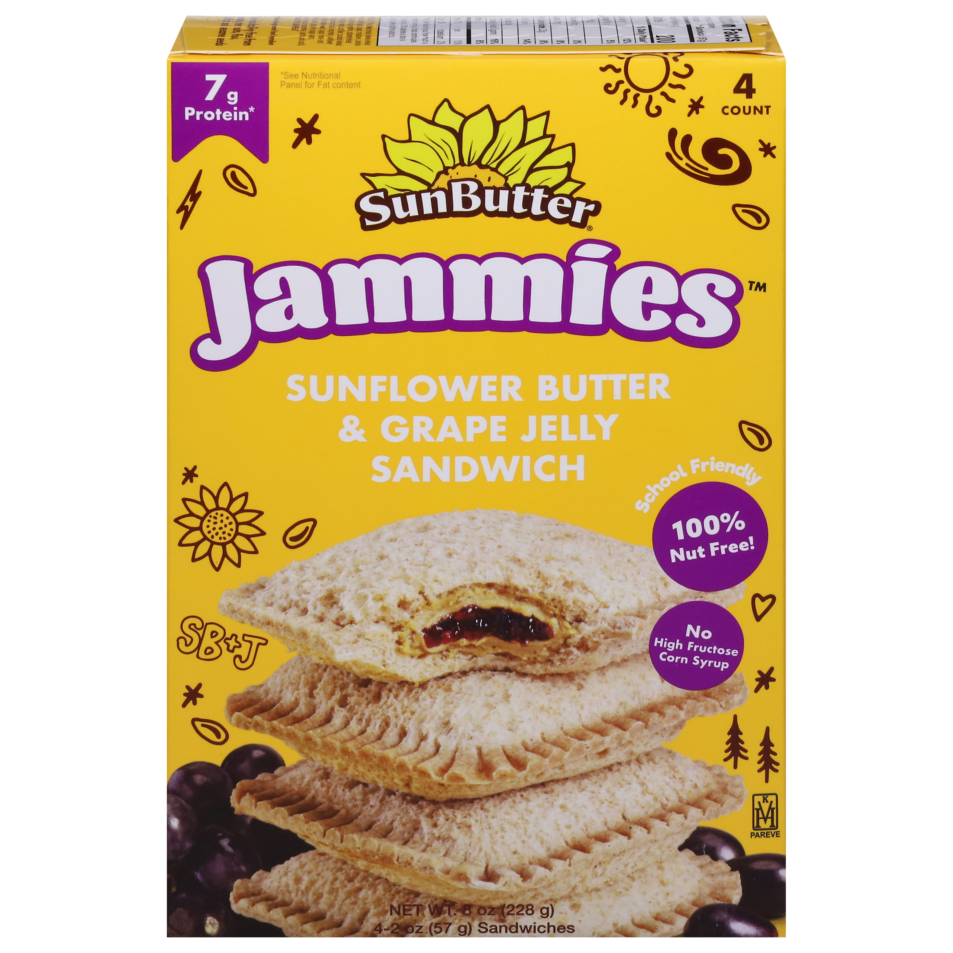 SunButter Jammies Sunflower Butter & Grape Jelly Sandwich 4 - 2 oz ea