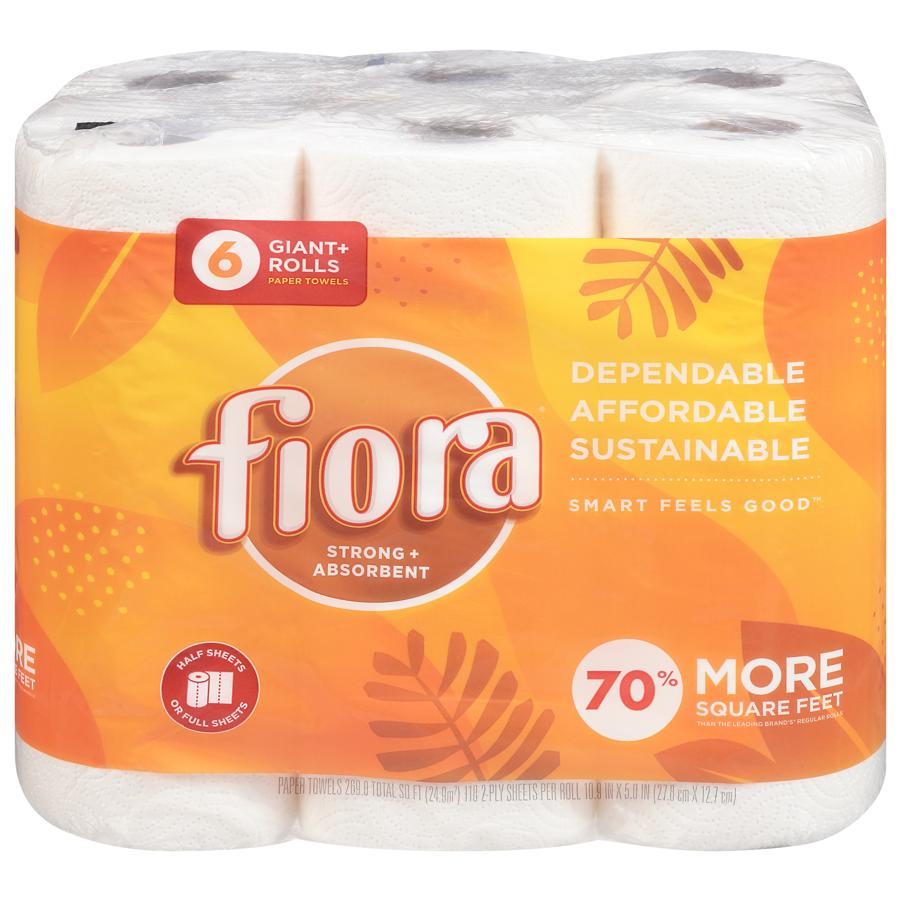 Fiora 2-Ply Giant + Rolls Strong + Absorbent Paper Towel 6 ea