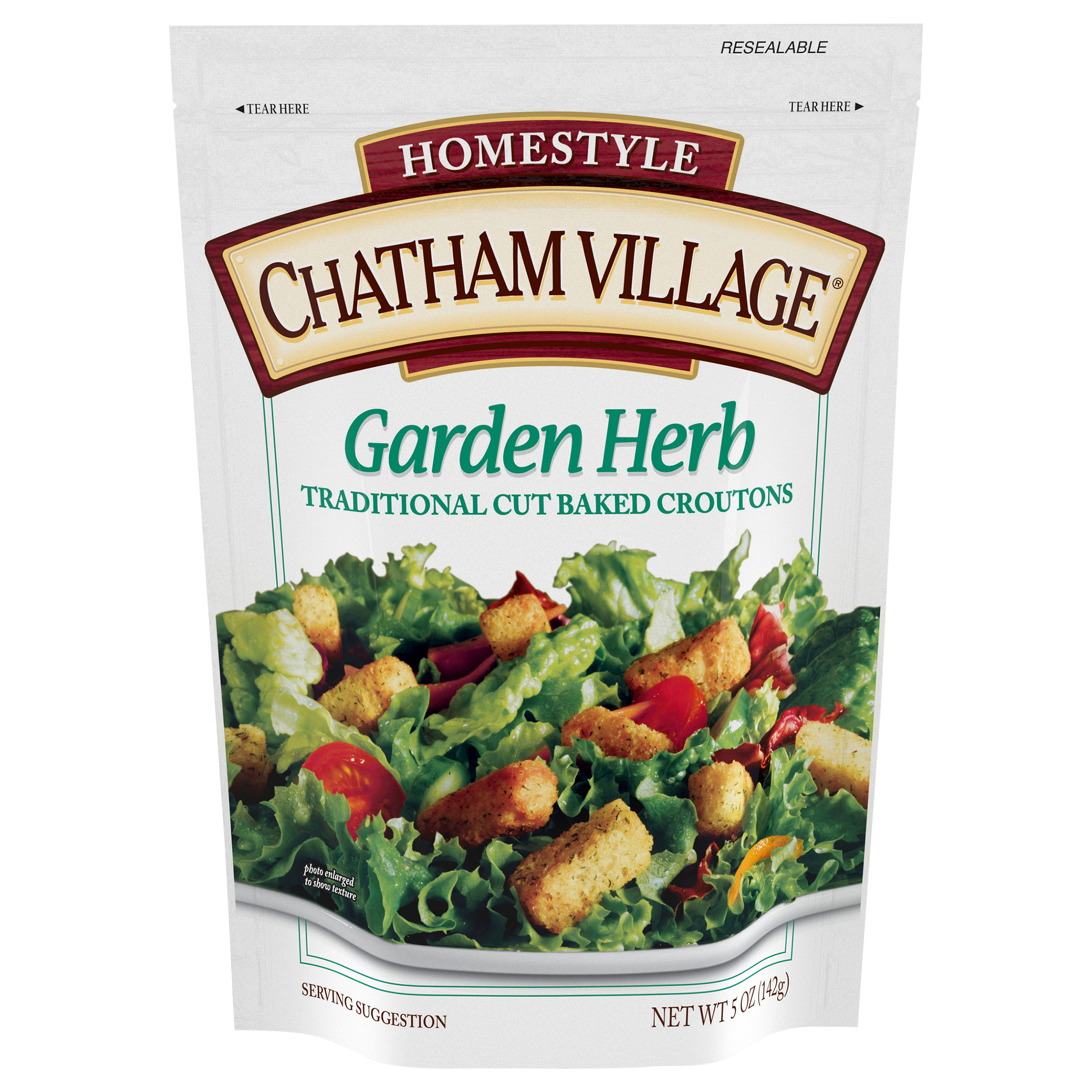Chatham Village® Homestyle Garden Herb Traditional Cut Baked Croutons 5 oz. Bag