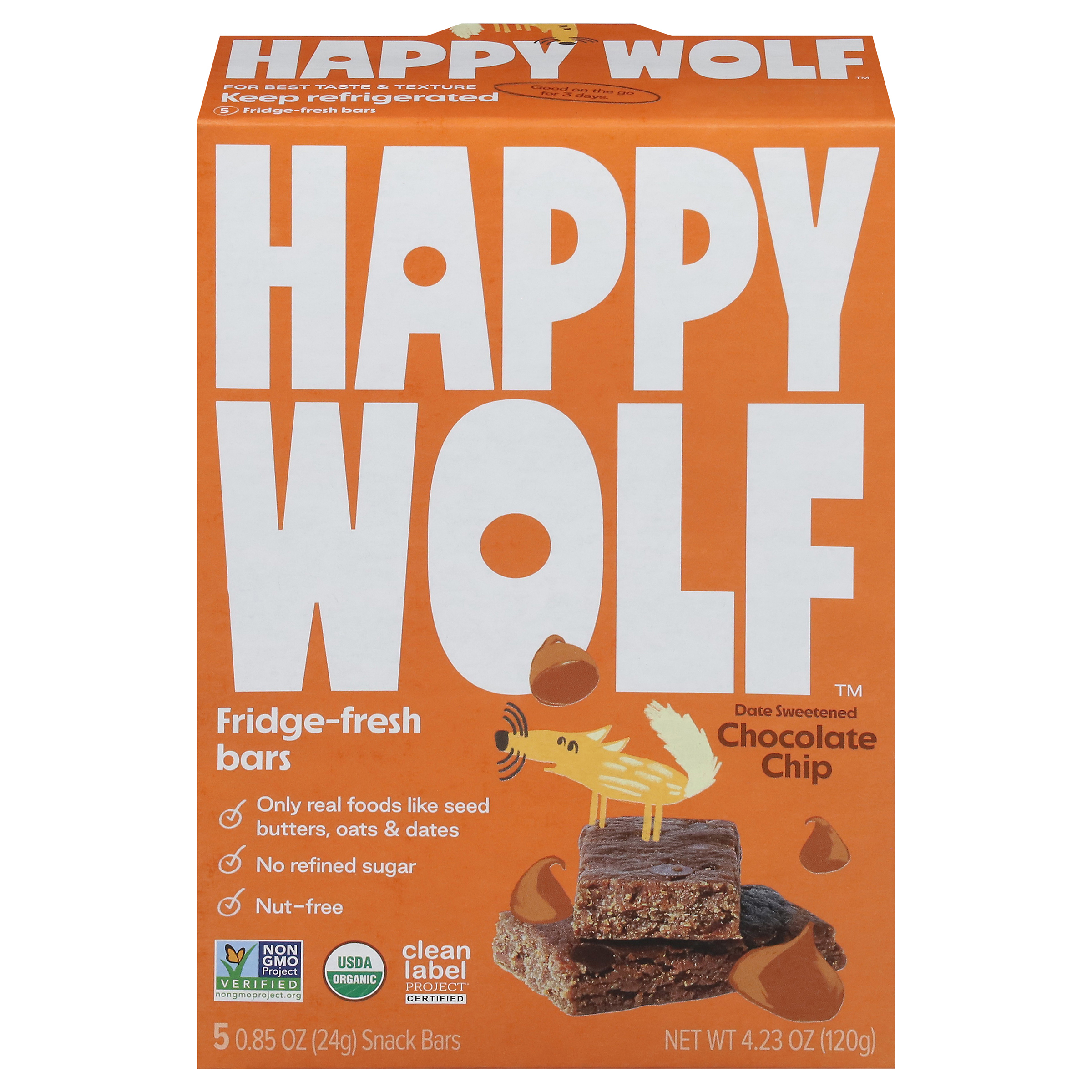 Happy Wolf Fridge-Fresh Chocolate Chip Snack Bars 5 - 0.85 oz ea