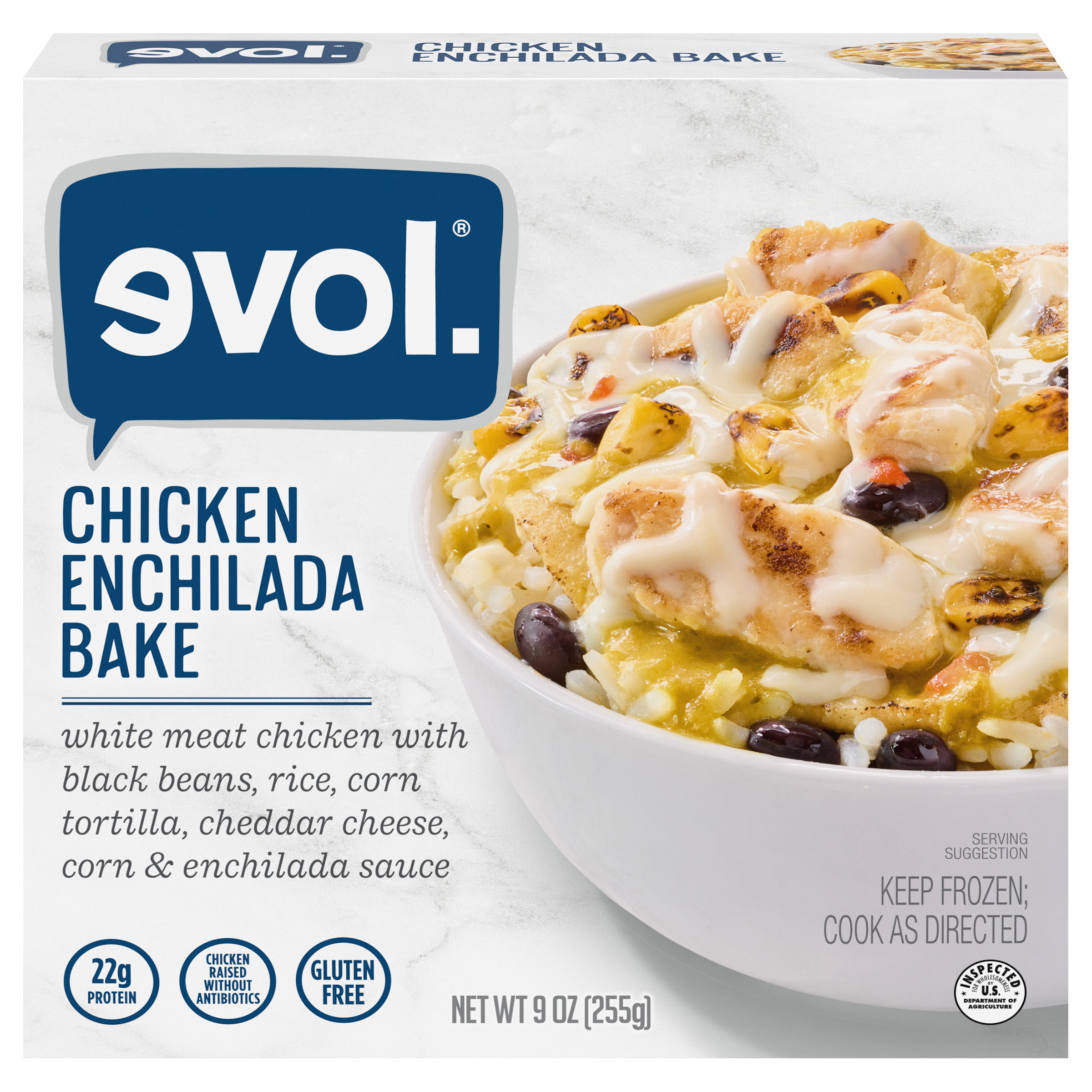 Evol Chicken Enchilada Bake, Frozen Meal,