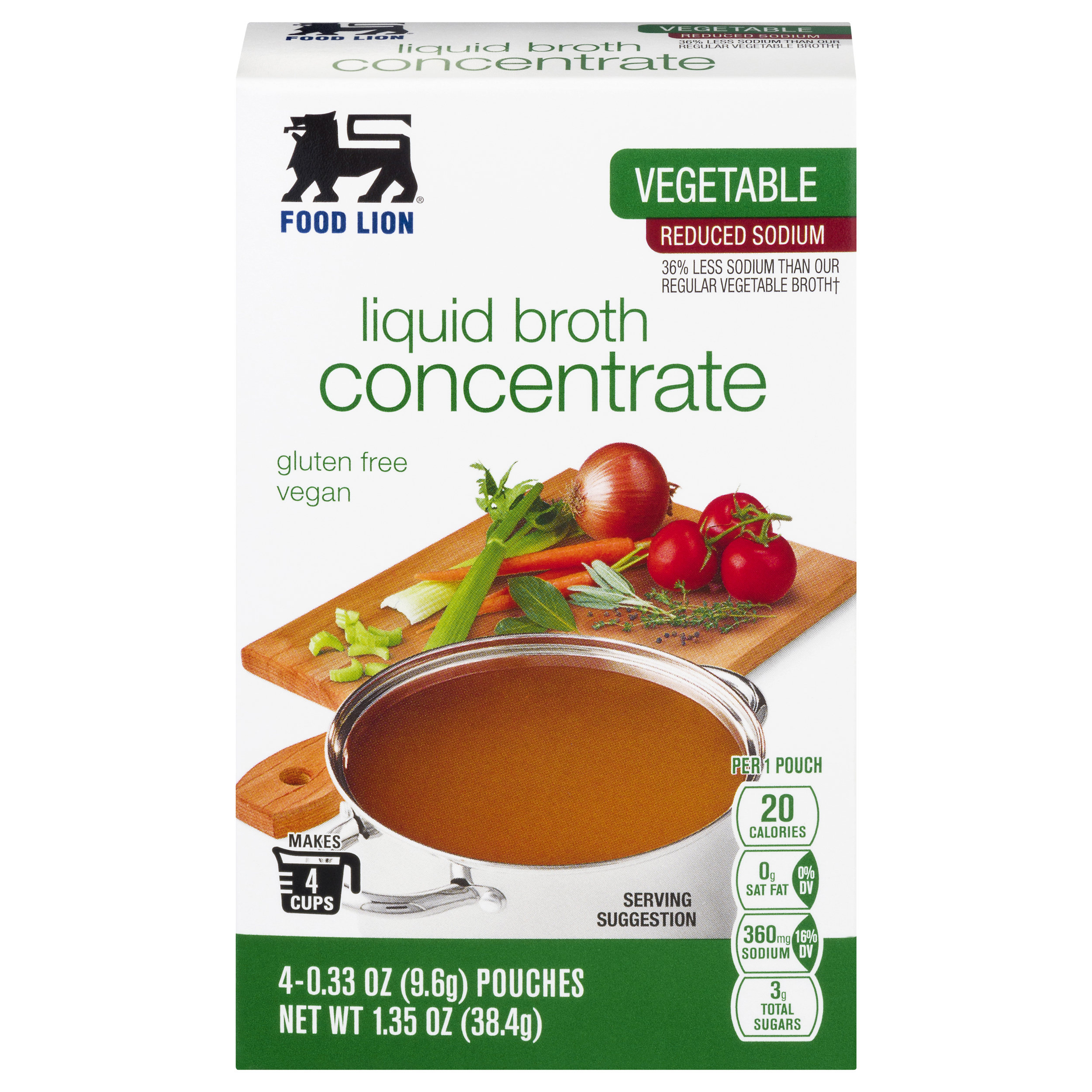Food Lion Reduced Sodium Vegetable Liquid Broth Concentrate 4 ea BOX