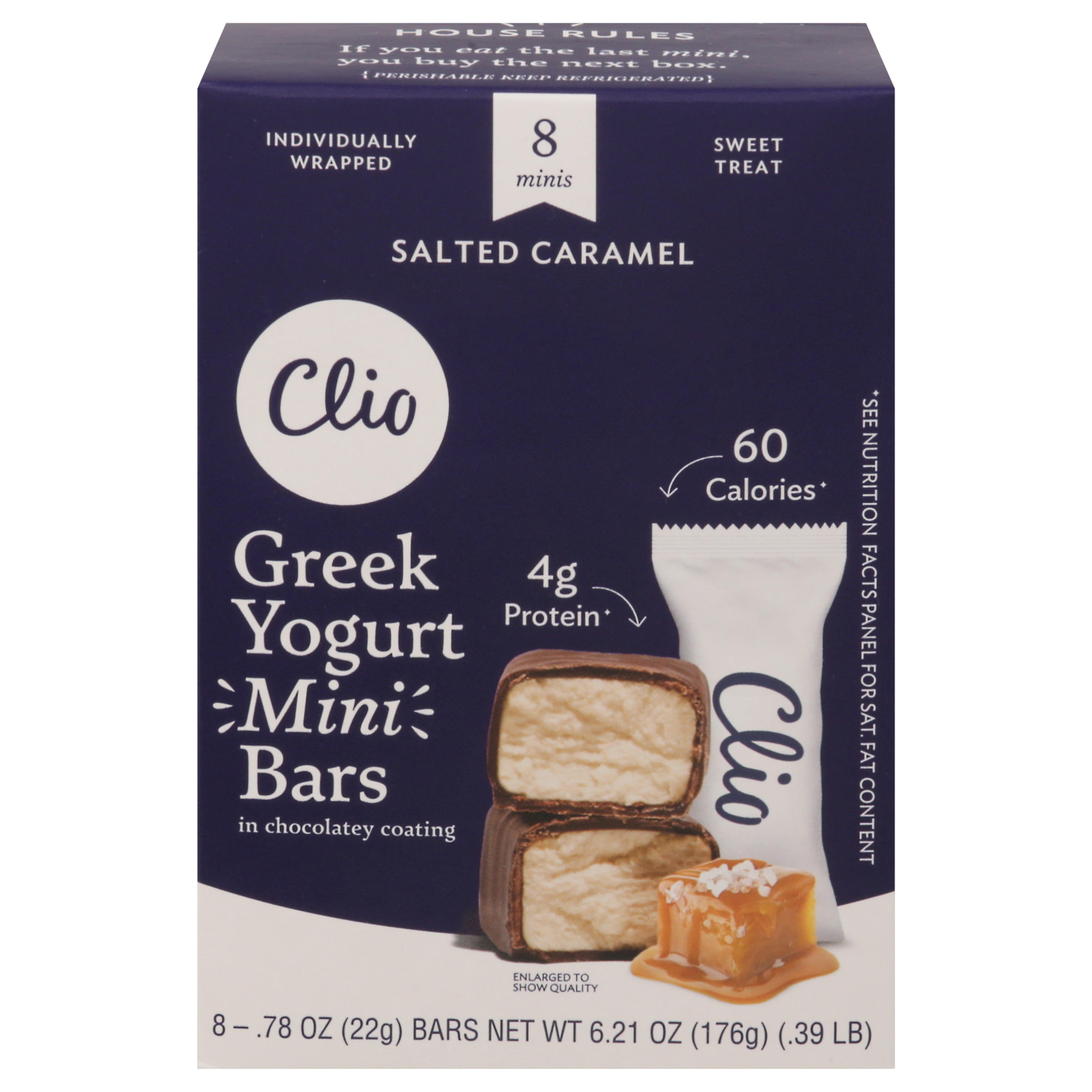 Clio Greek Yogurt Salted Caramel Bars in Chocolatey Coating Mini